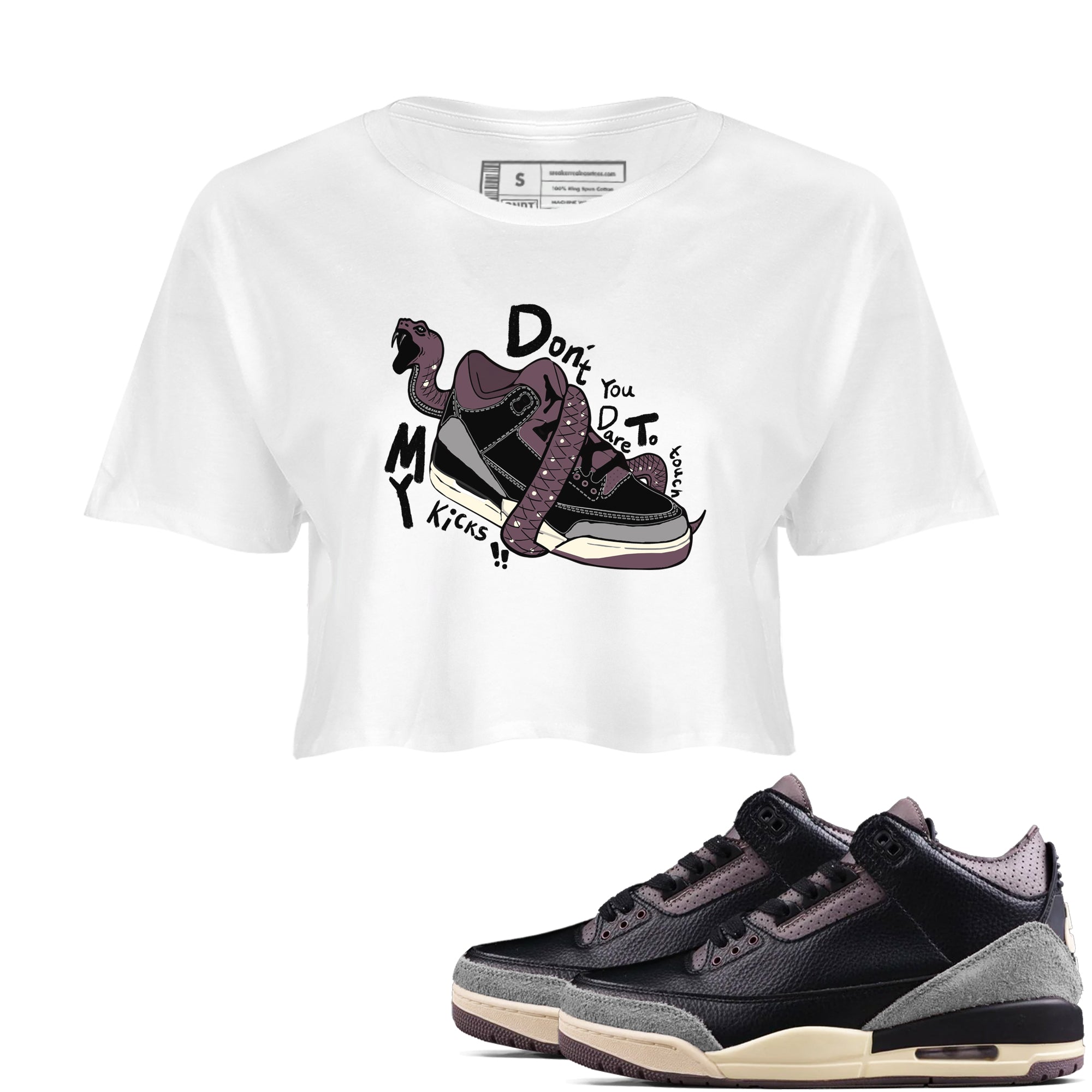Don't Touch My Kicks snkmatch Women's Top - Air Jordan 3 A Ma Maniere x Black