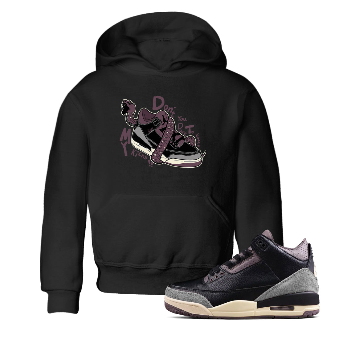 Don't Touch My Kicks snkmatch Tees Kids - Air Jordan 3 A Ma Maniere x Black