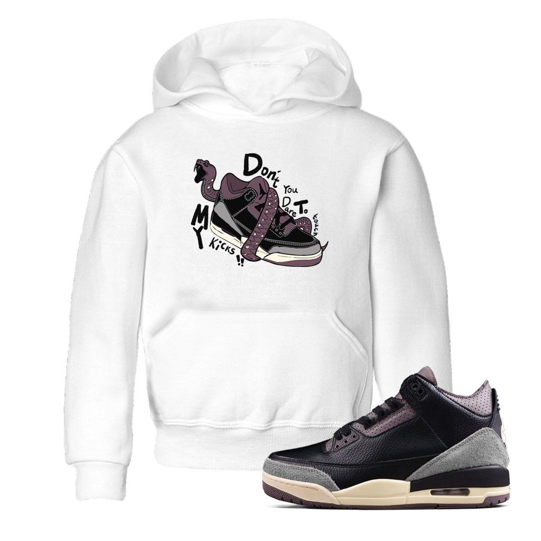 Don't Touch My Kicks snkmatch Tees Kids - Air Jordan 3 A Ma Maniere x Black