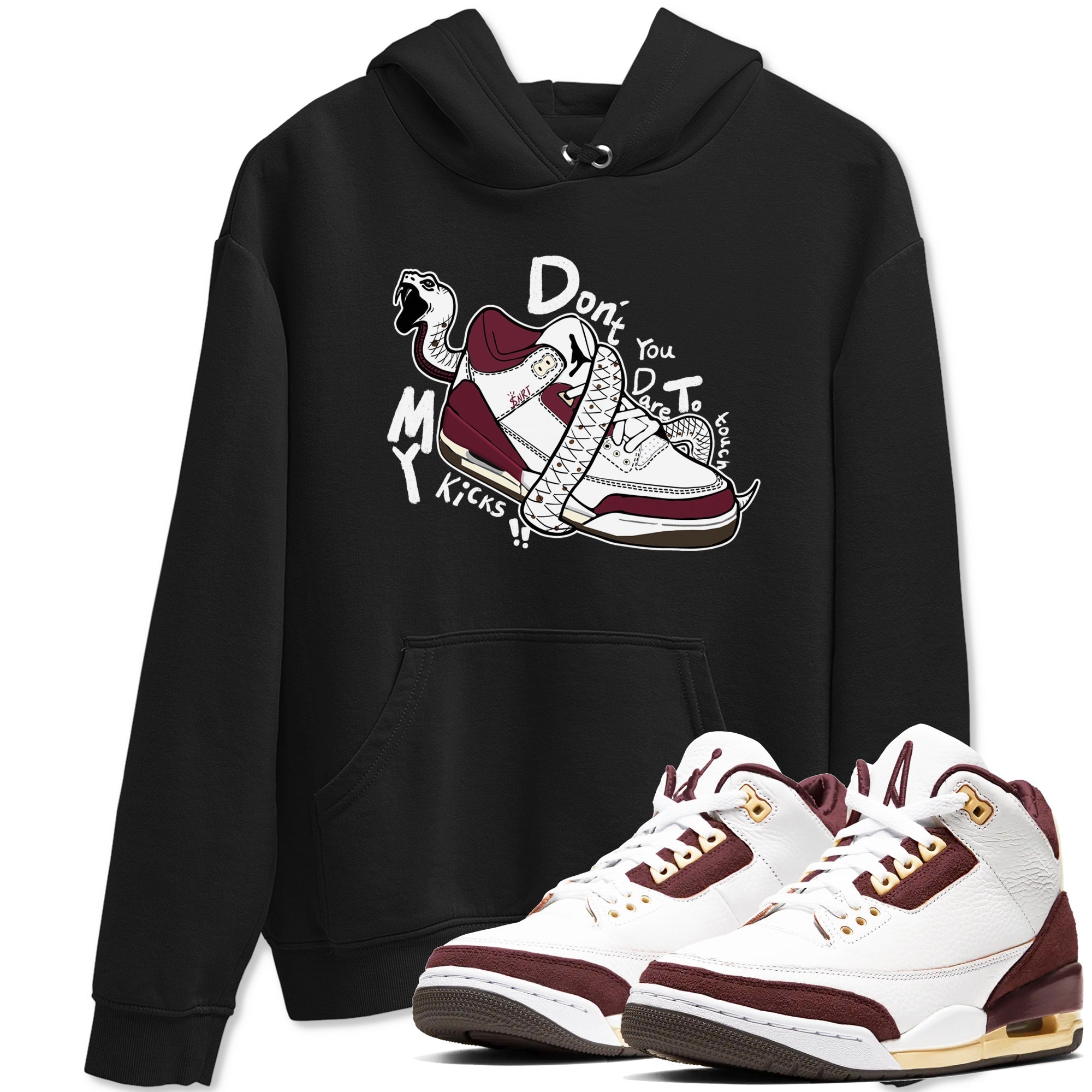 Don't Touch My Kicks snkmatch Tees - Air Jordan 3 A Ma Maniere x Burgundy Crush