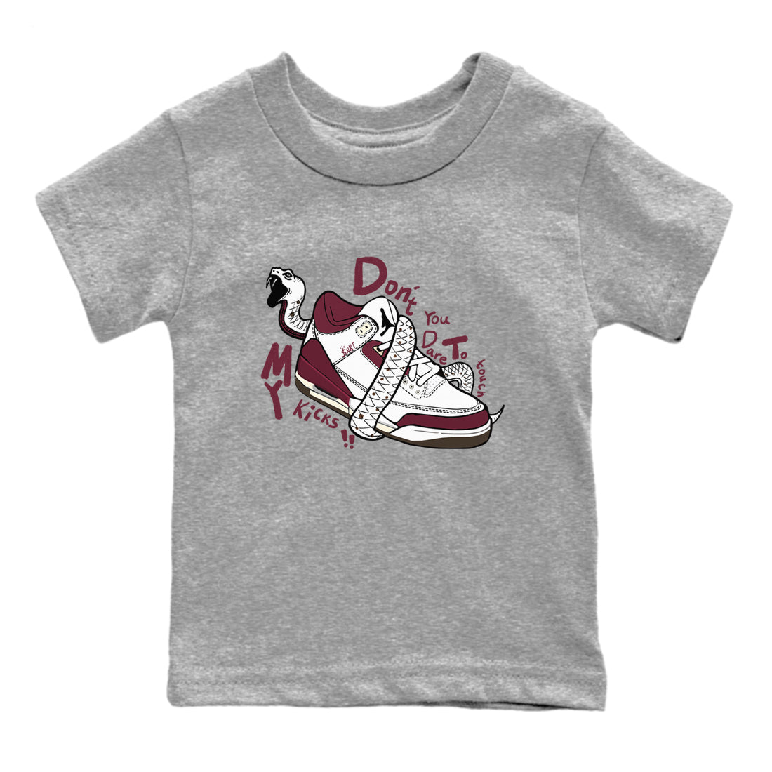 Don't Touch My Kicks snkmatch Tees Kids - Air Jordan 3 A Ma Maniere x Burgundy Crush