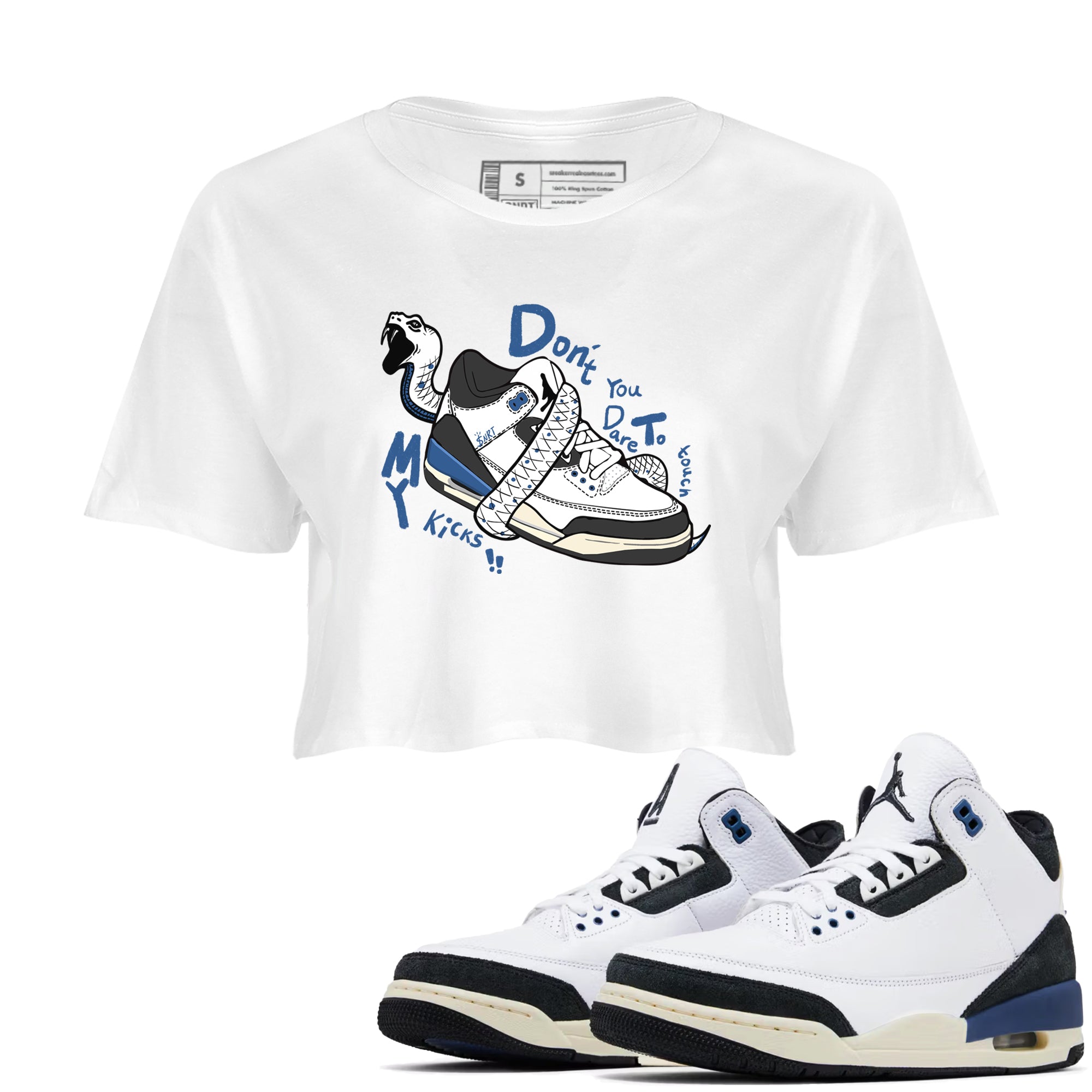 Don't Touch My Kicks snkmatch Women's Top - Air Jordan 3 A Ma Maniere x Diffused Blue