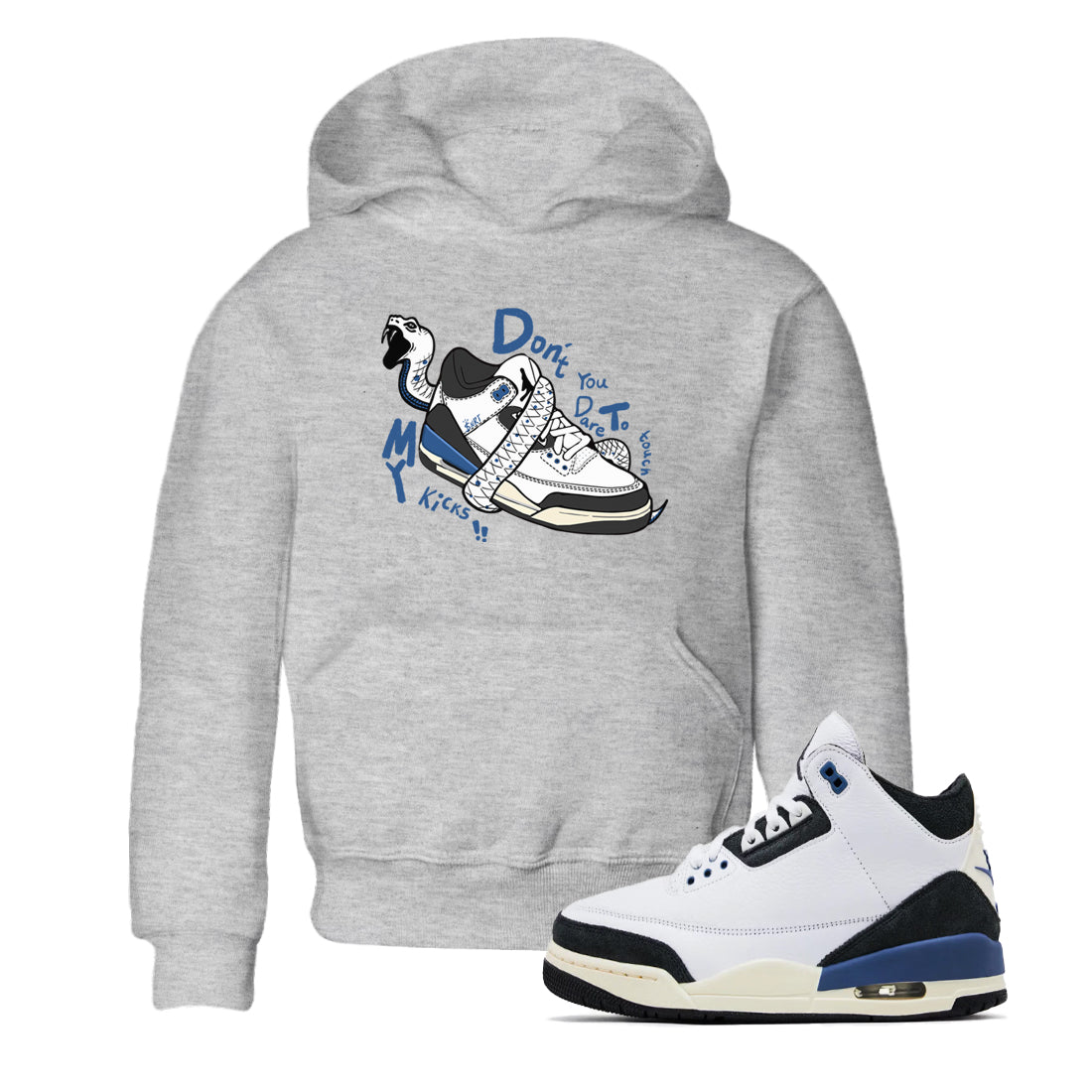 Don't Touch My Kicks snkmatch Tees Kids - Air Jordan 3 A Ma Maniere x Diffused Blue