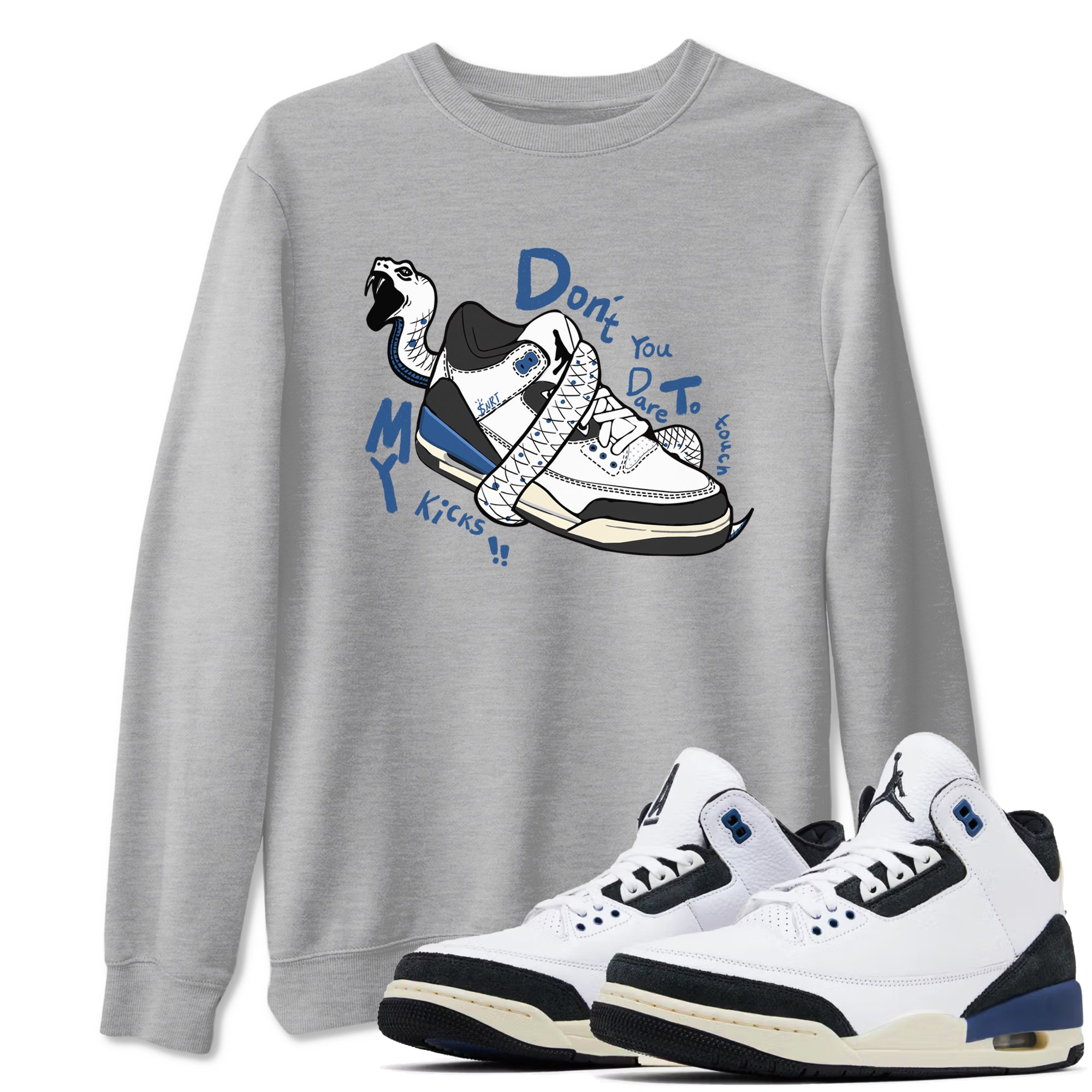 Don't Touch My Kicks snkmatch Tees - Air Jordan 3 A Ma Maniere x Diffused Blue