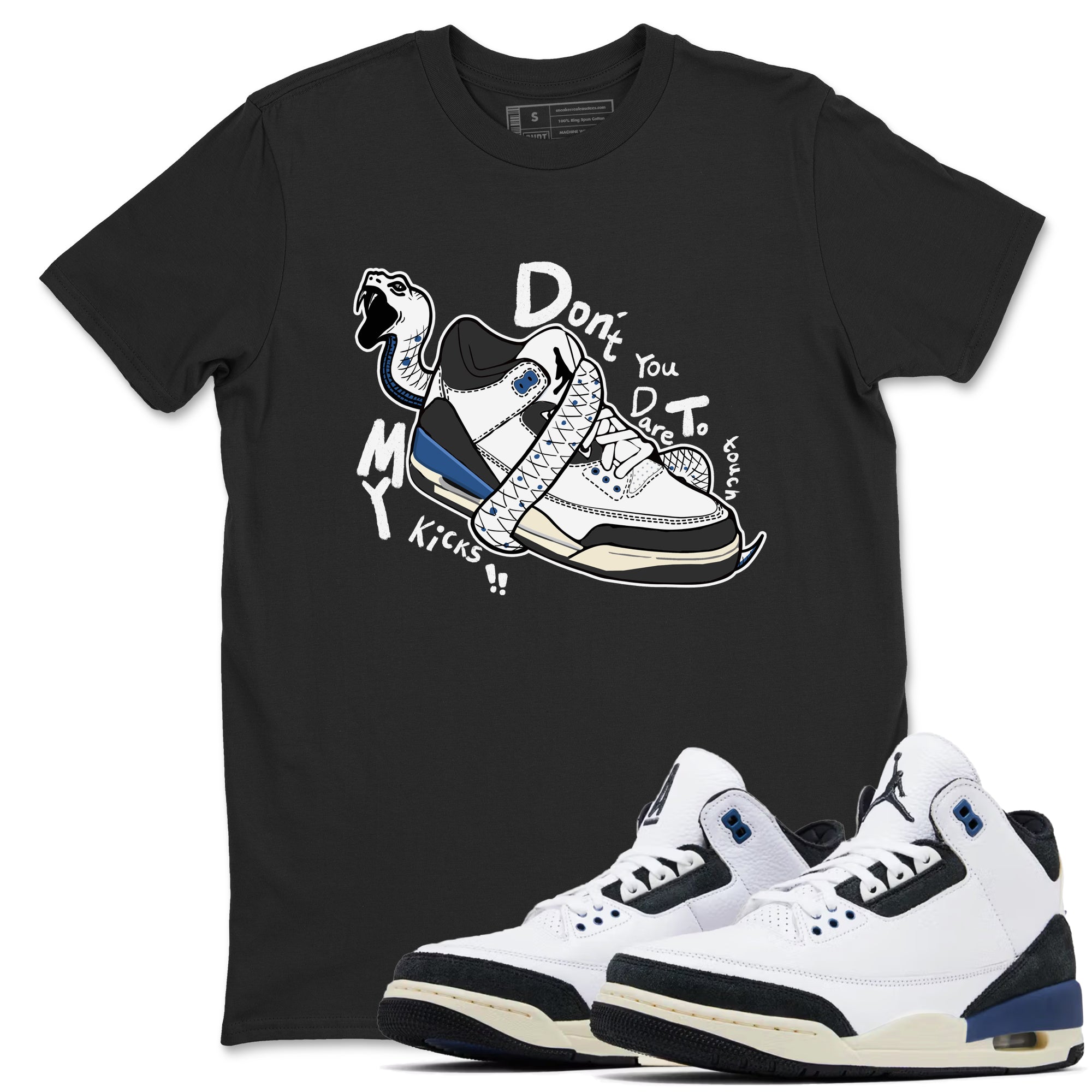 Don't Touch My Kicks snkmatch Tees - Air Jordan 3 A Ma Maniere x Diffused Blue