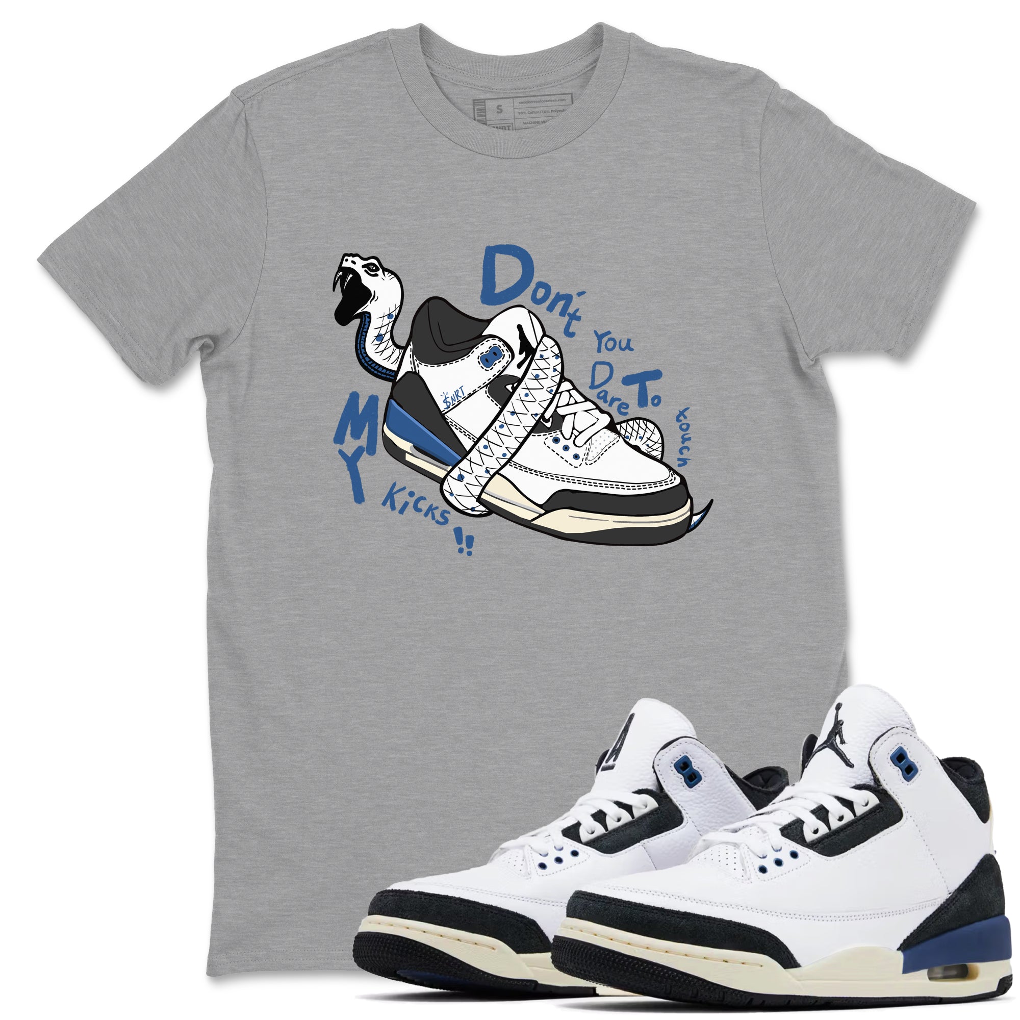 Don't Touch My Kicks snkmatch Tees - Air Jordan 3 A Ma Maniere x Diffused Blue