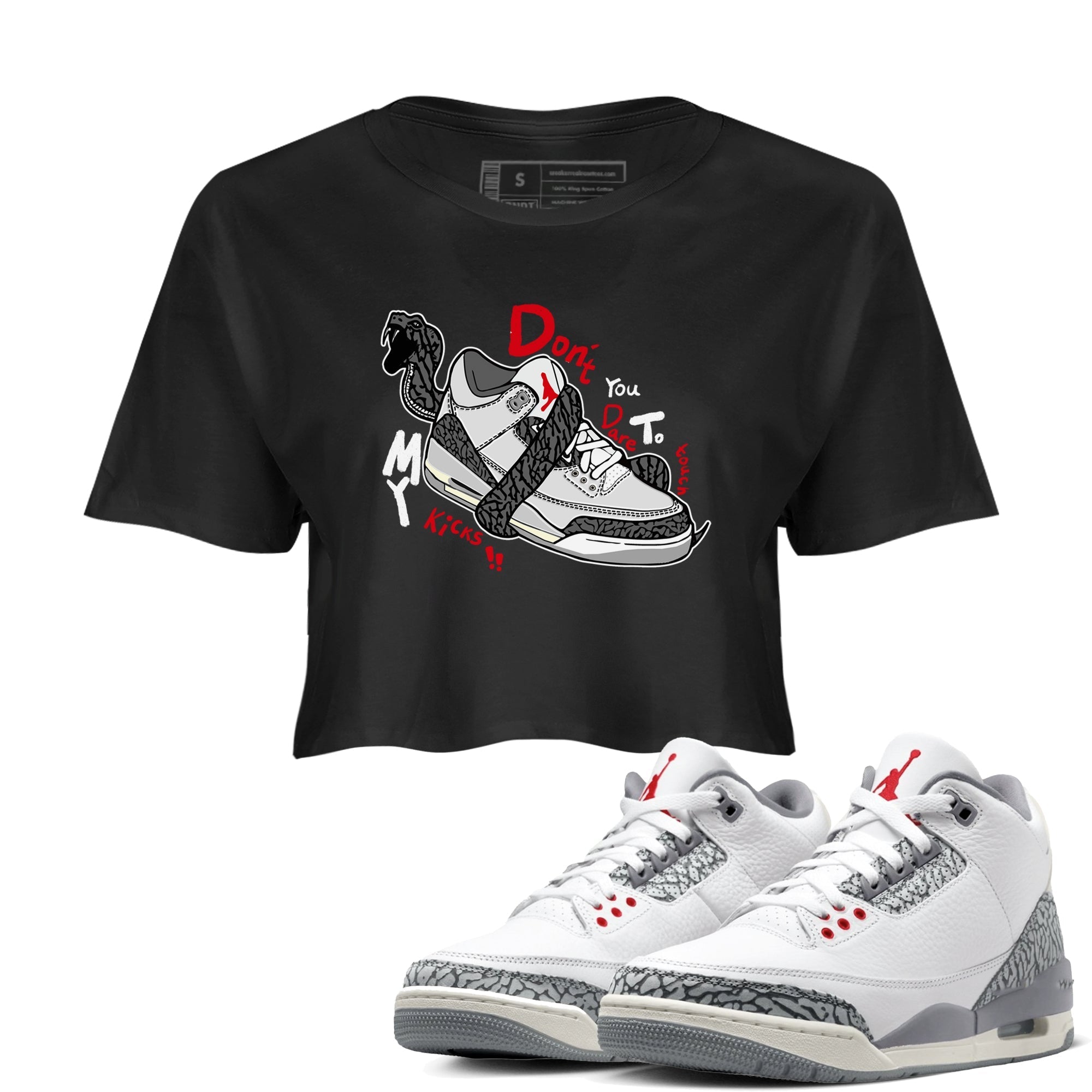 Don't Touch My Kicks snkmatch Women's Top - Air Jordan 3 Cement Grey