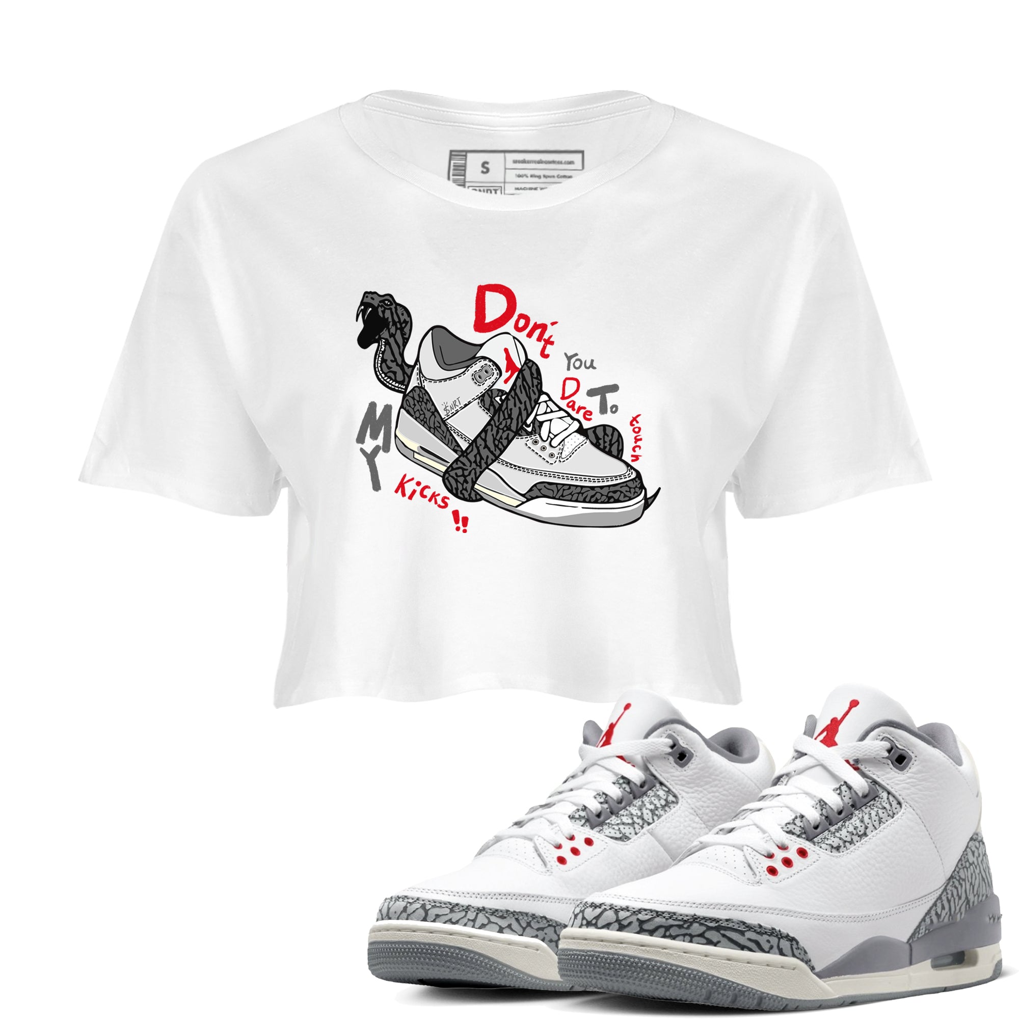 Don't Touch My Kicks snkmatch Women's Top - Air Jordan 3 Cement Grey
