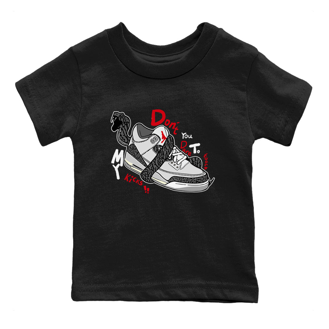 Don't Touch My Kicks snkmatch Tees Kids - Air Jordan 3 Cement Grey