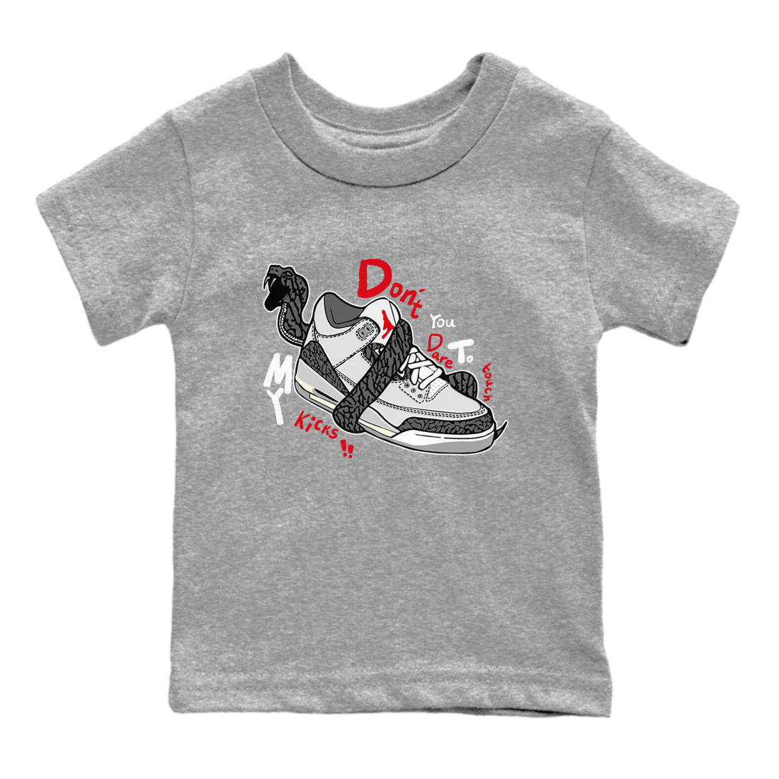 Don't Touch My Kicks snkmatch Tees Kids - Air Jordan 3 Cement Grey