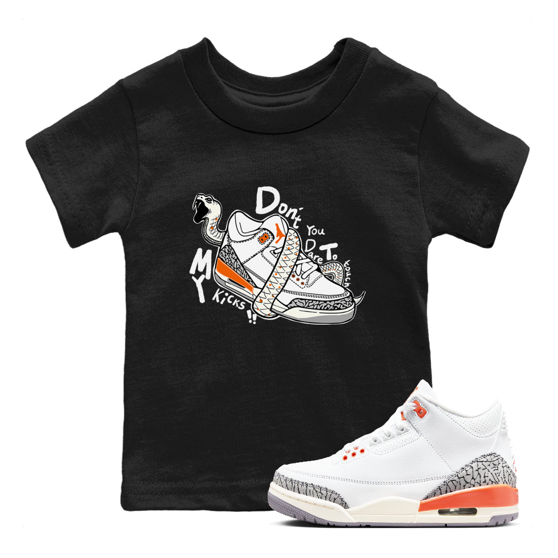 Don't Touch My Kicks snkmatch Tees Kids - Air Jordan 3 Georgia Peach