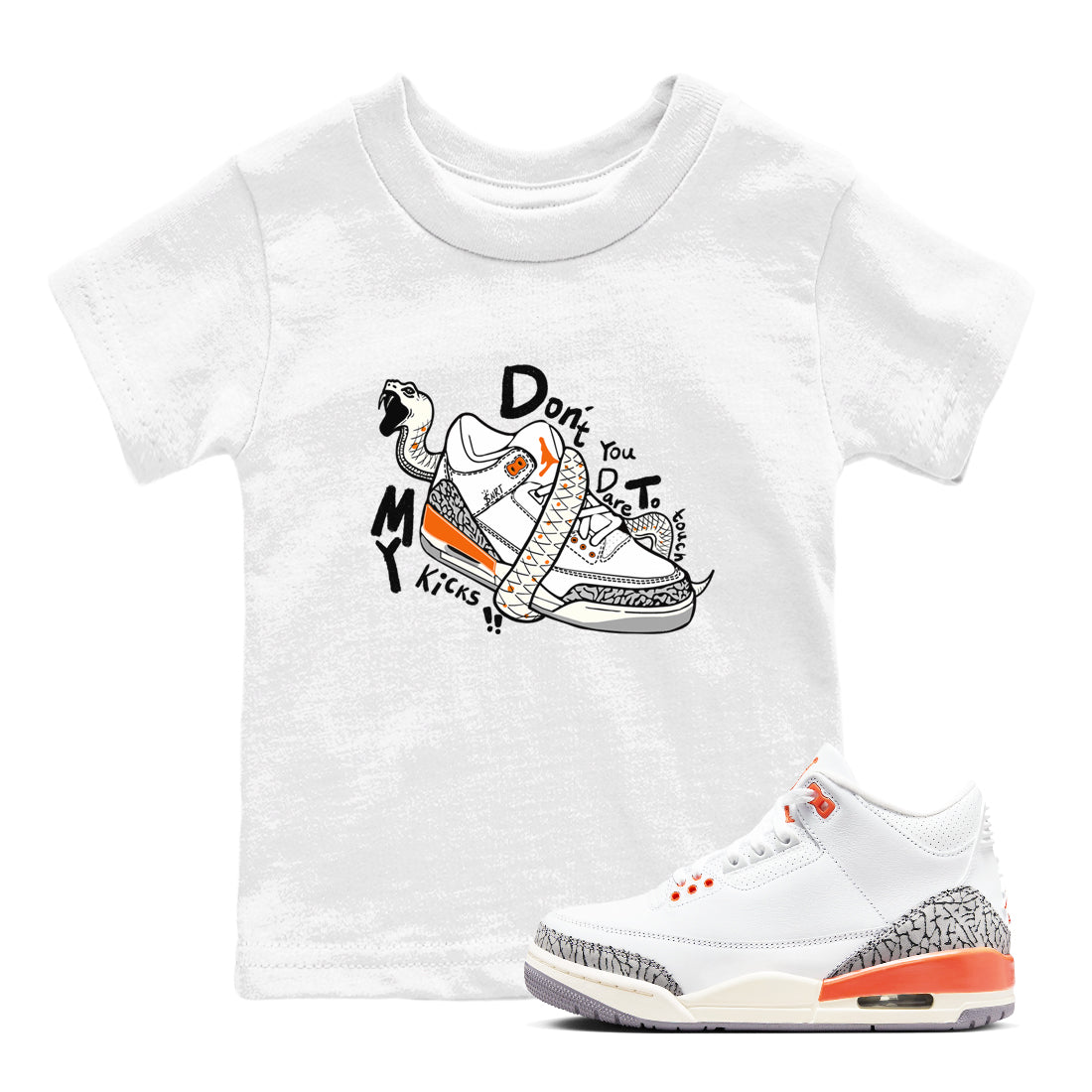 Don't Touch My Kicks snkmatch Tees Kids - Air Jordan 3 Georgia Peach