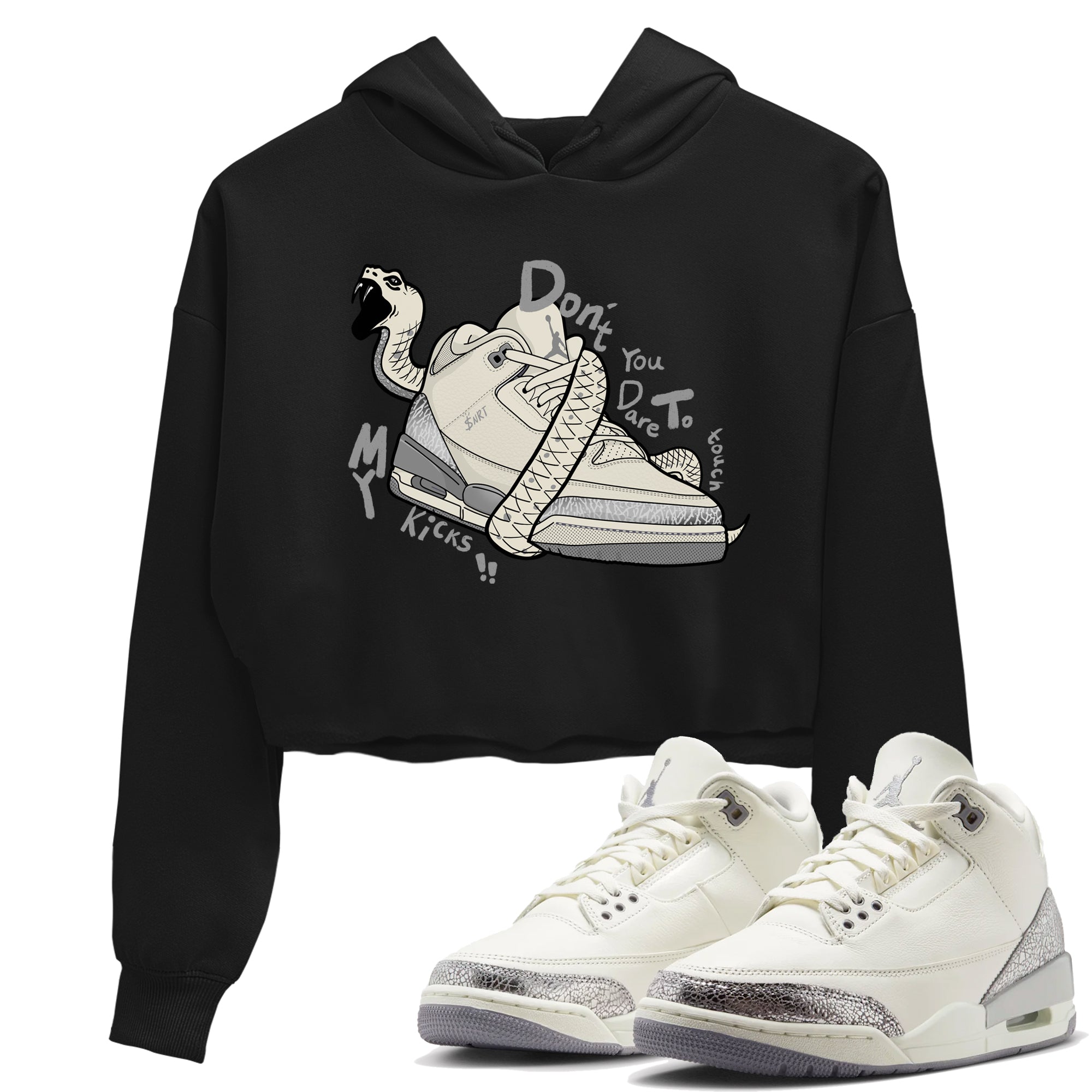 Don't Touch My Kicks snkmatch Women's Top - Air Jordan 3 Sail and Cement Grey