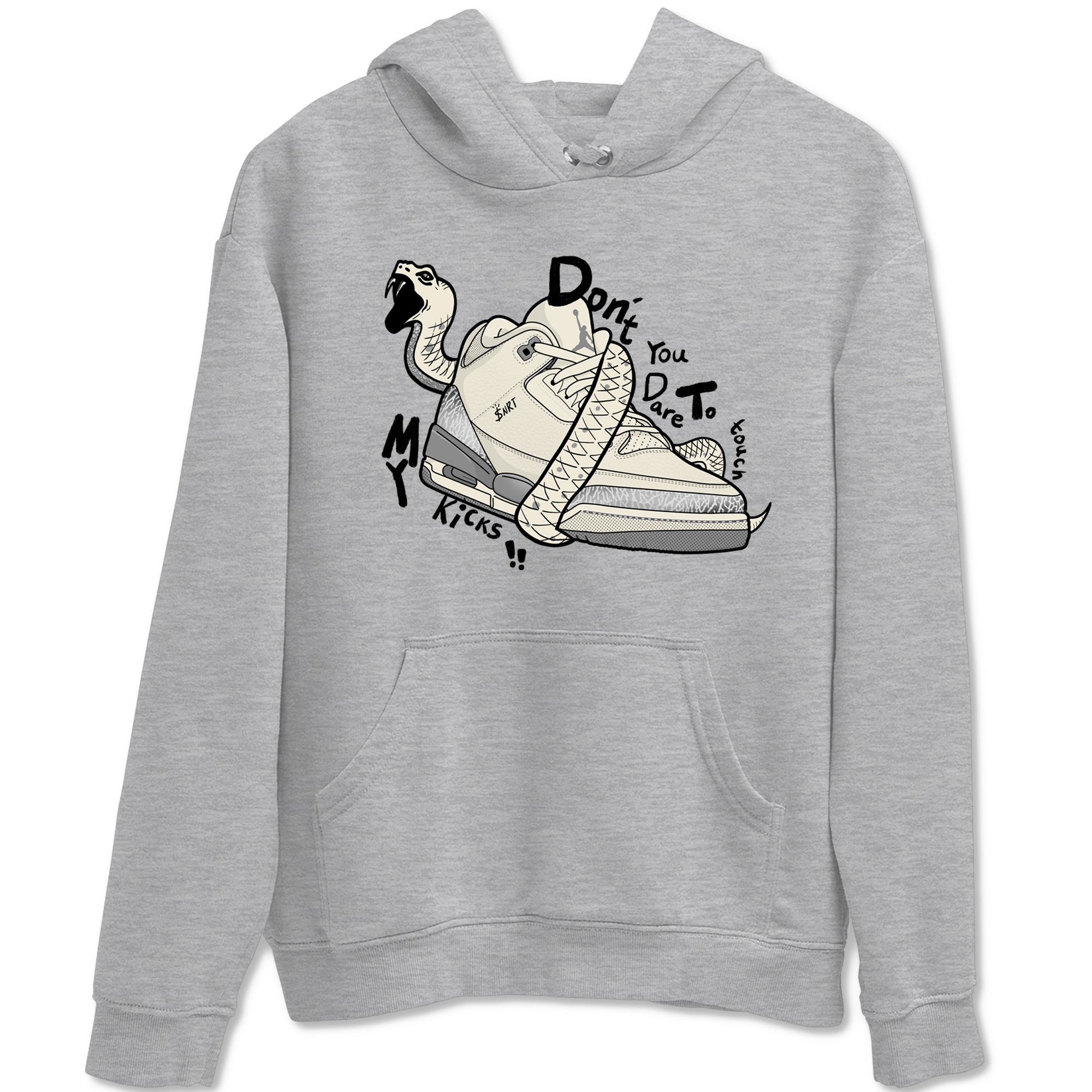 Don't Touch My Kicks snkmatch Tees - Air Jordan 3 Sail and Cement Grey