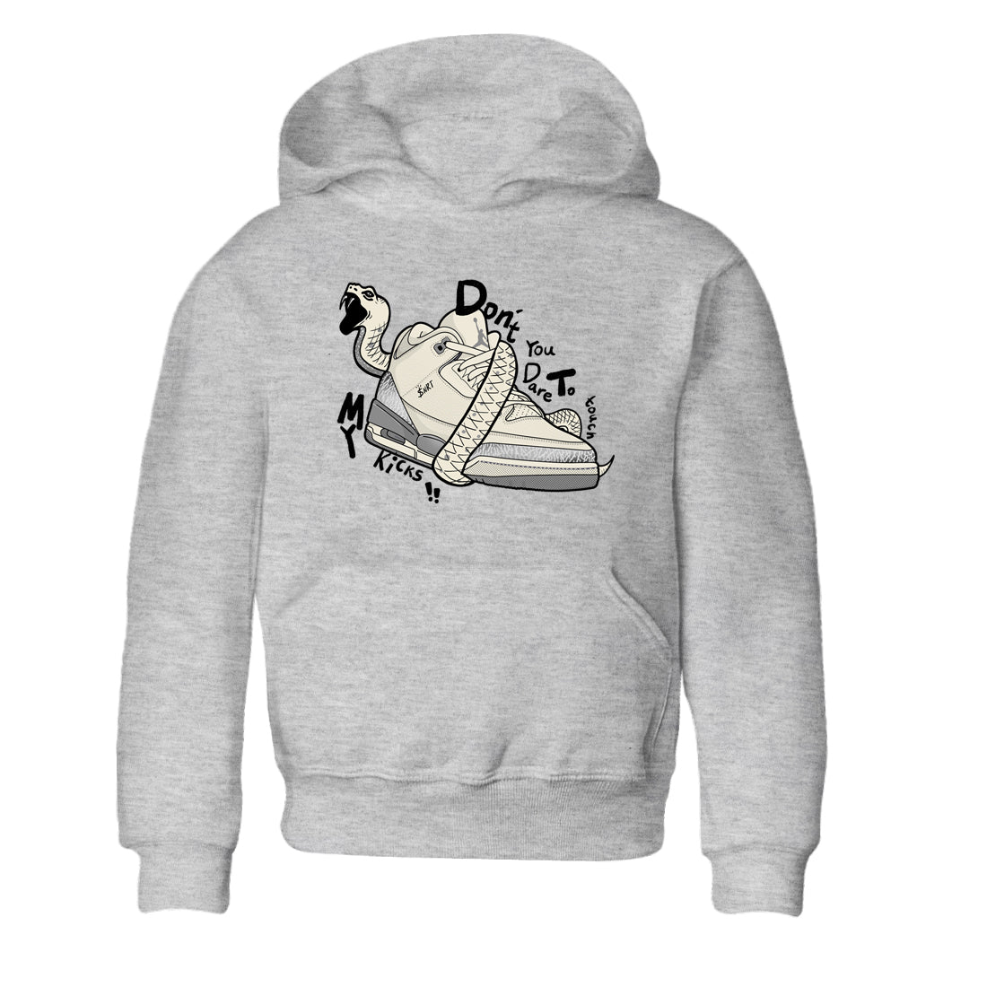 Don't Touch My Kicks snkmatch Tees Kids - Air Jordan 3 Sail and Cement Grey