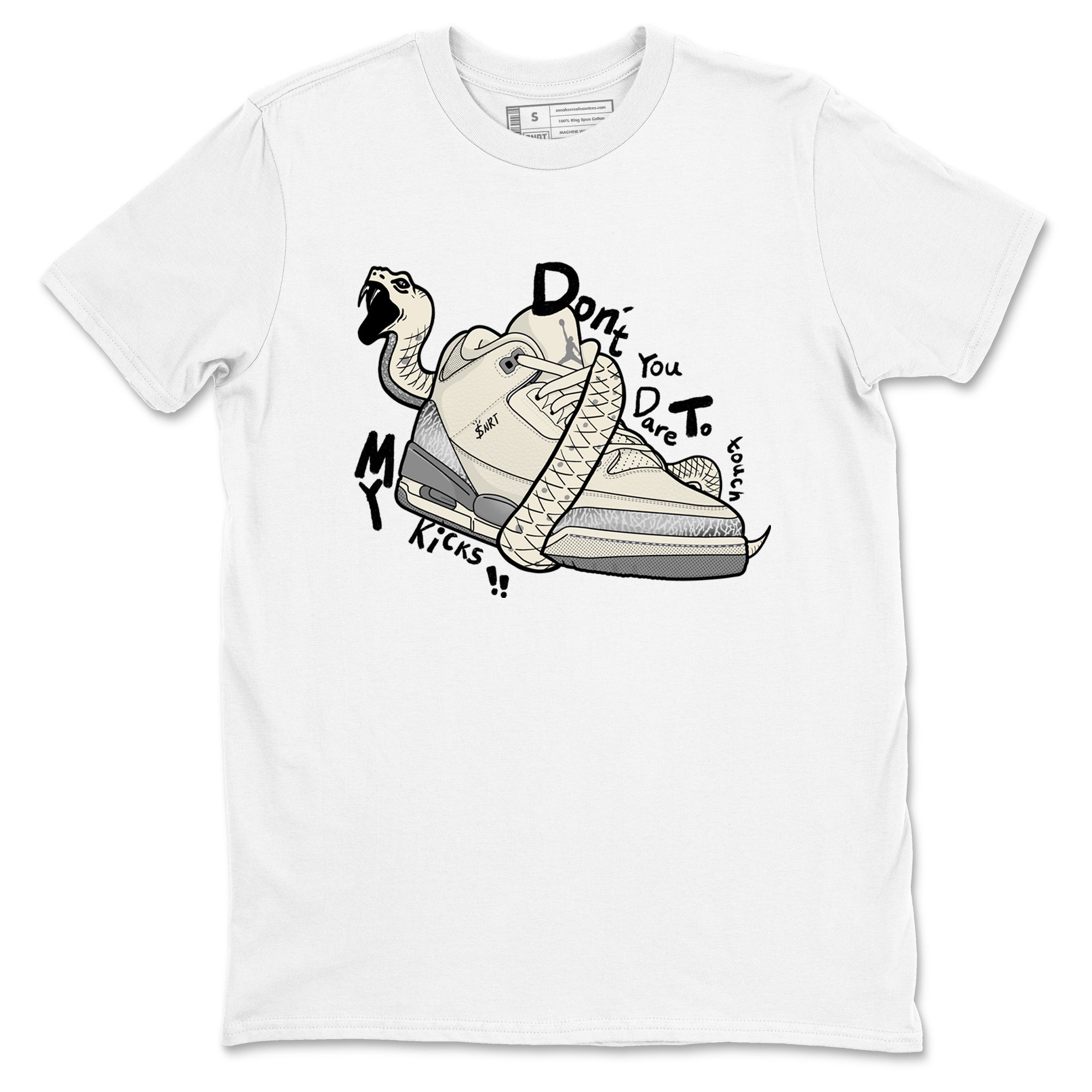 Don't Touch My Kicks snkmatch Tees - Air Jordan 3 Sail and Cement Grey