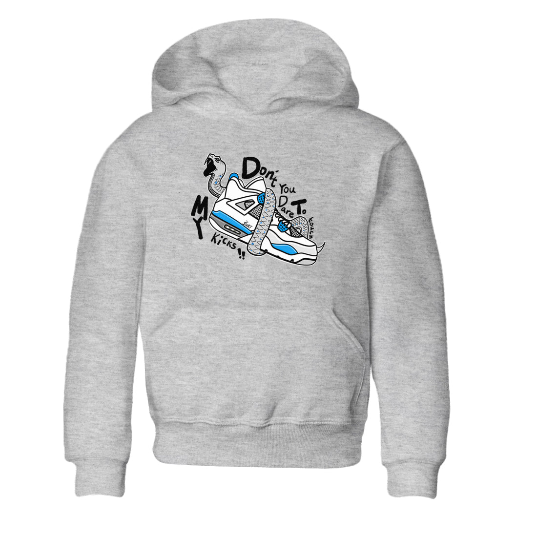 Don't Touch My Kicks snkmatch Tees Kids - Air Jordan 4 Military Blue