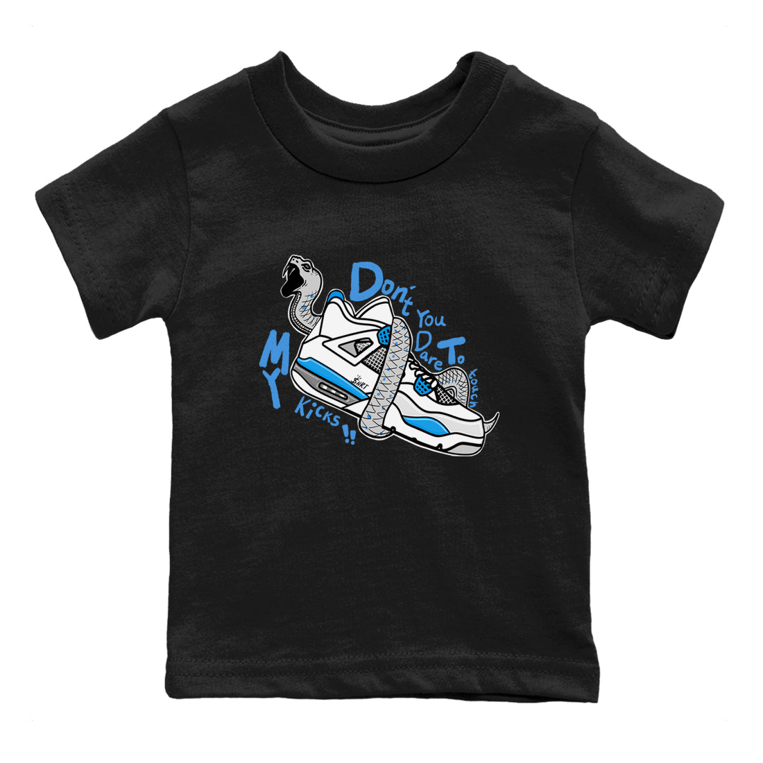 Don't Touch My Kicks snkmatch Tees Kids - Air Jordan 4 Military Blue