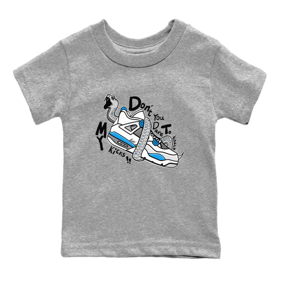 Don't Touch My Kicks snkmatch Tees Kids - Air Jordan 4 Military Blue