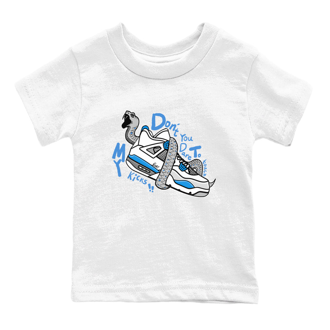 Don't Touch My Kicks snkmatch Tees Kids - Air Jordan 4 Military Blue