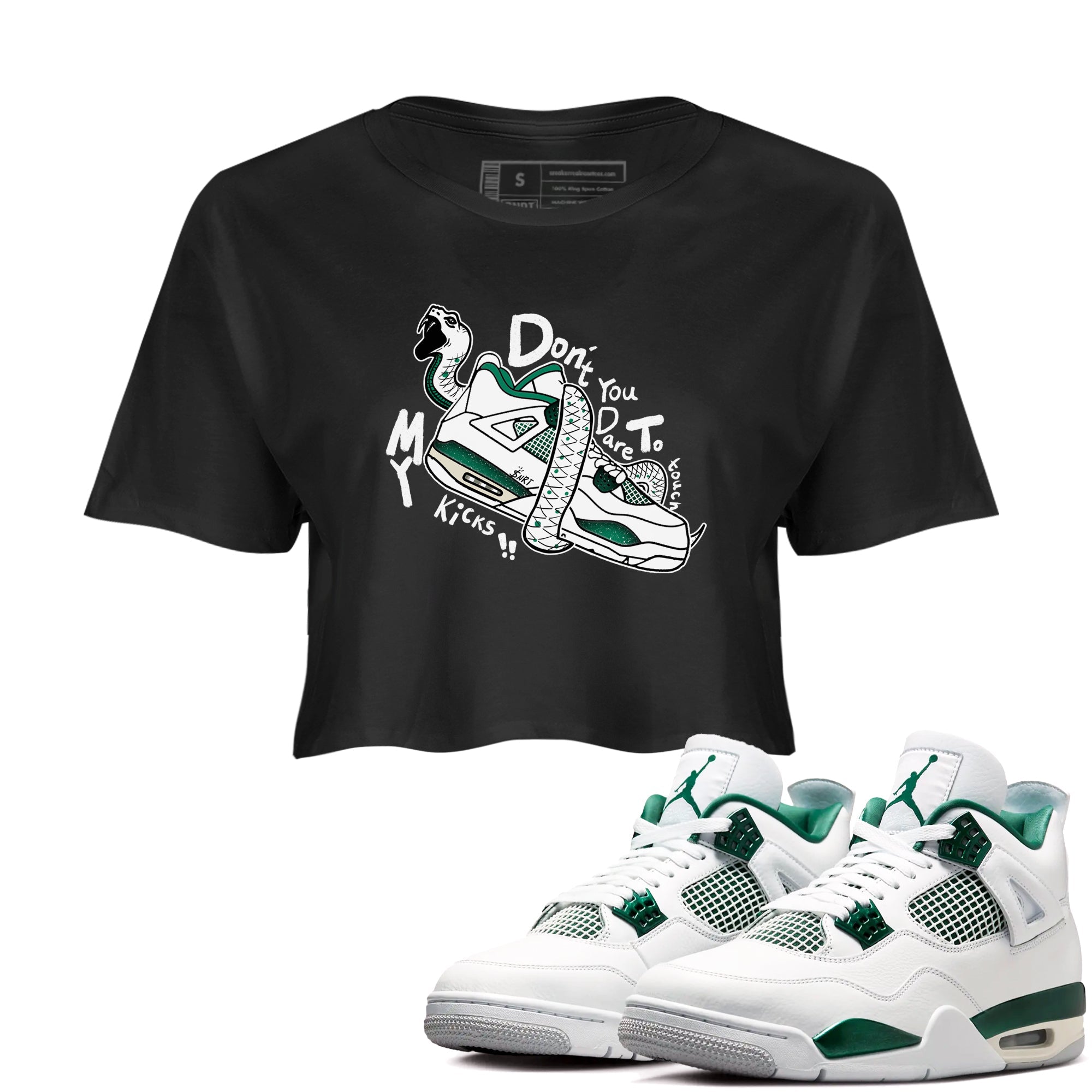 Don't Touch My Kicks snkmatch Women's Top - Air Jordan 4 Oxidized Green