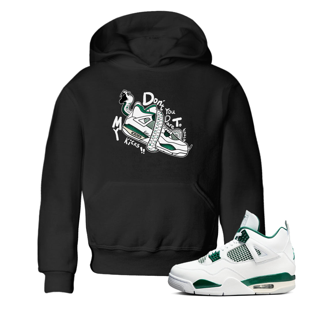 Don't Touch My Kicks snkmatch Tees Kids - Air Jordan 4 Oxidized Green
