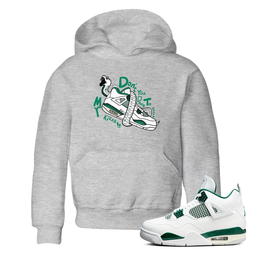 Don't Touch My Kicks snkmatch Tees Kids - Air Jordan 4 Oxidized Green