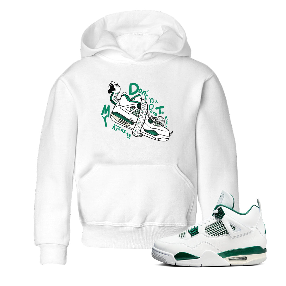 Don't Touch My Kicks snkmatch Tees Kids - Air Jordan 4 Oxidized Green