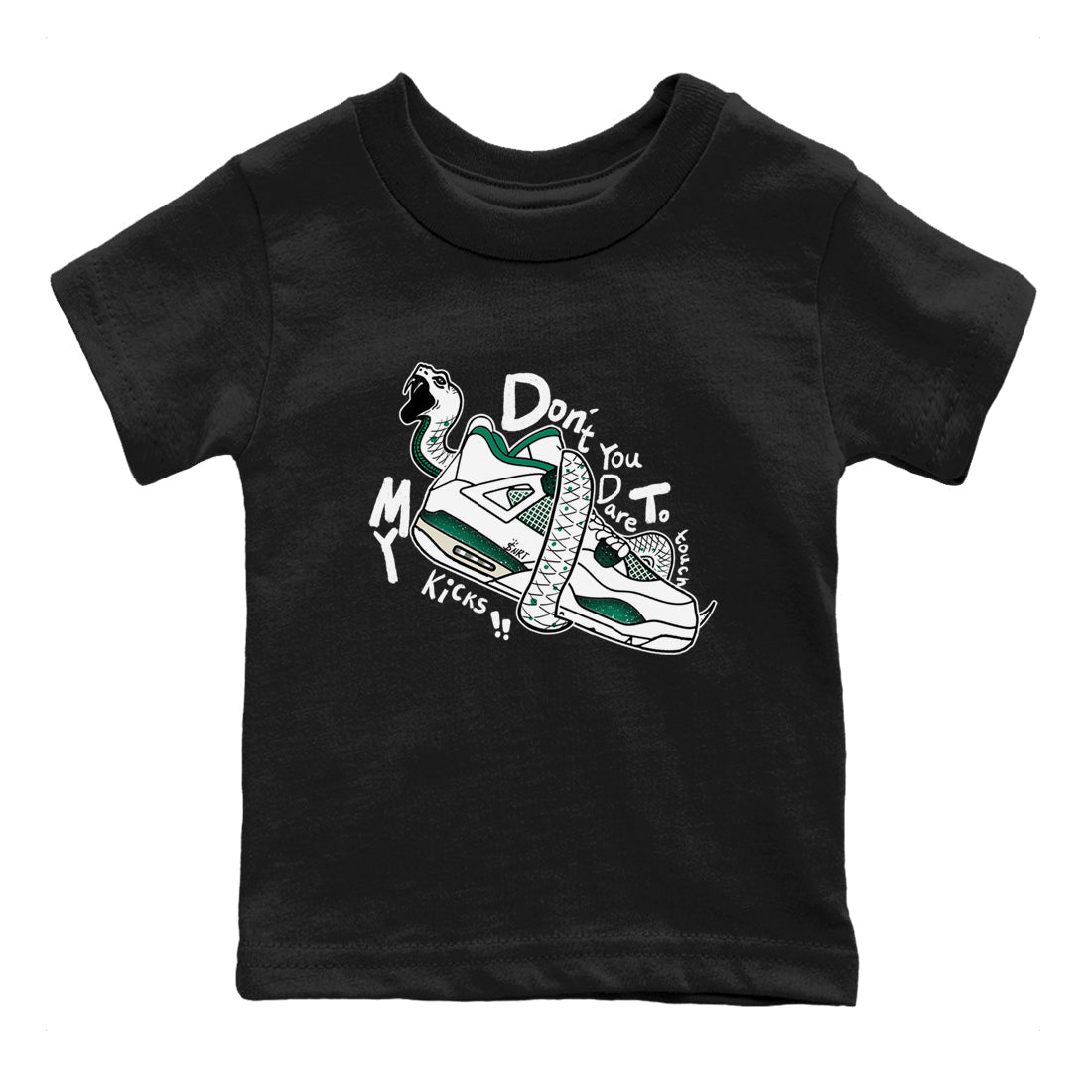 Don't Touch My Kicks snkmatch Tees Kids - Air Jordan 4 Oxidized Green
