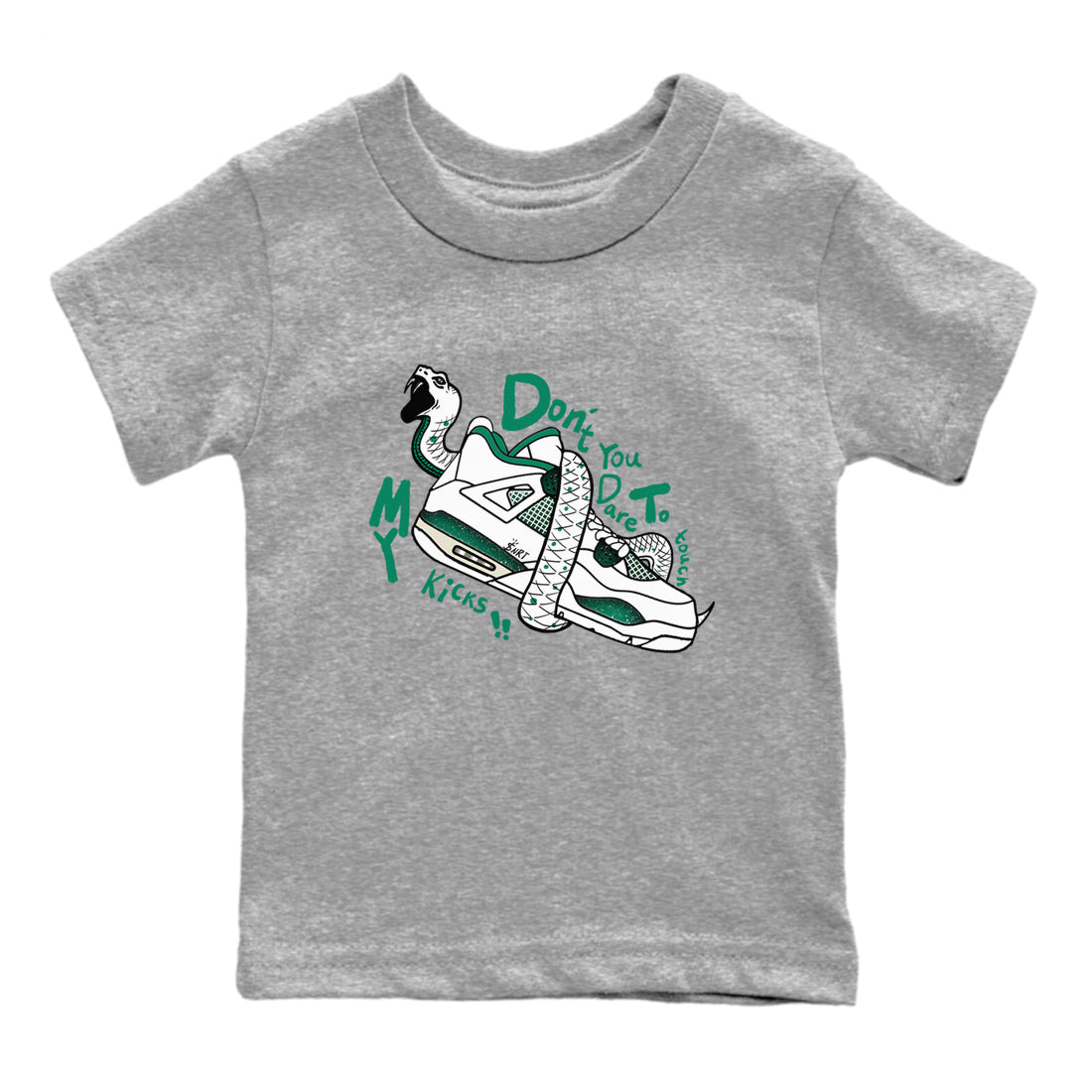 Don't Touch My Kicks snkmatch Tees Kids - Air Jordan 4 Oxidized Green