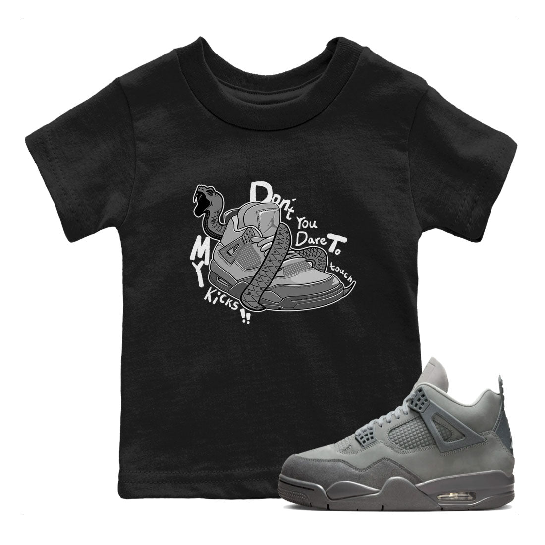 Don't Touch My Kicks snkmatch Tees Kids - Air Jordan 4 Wet Cement