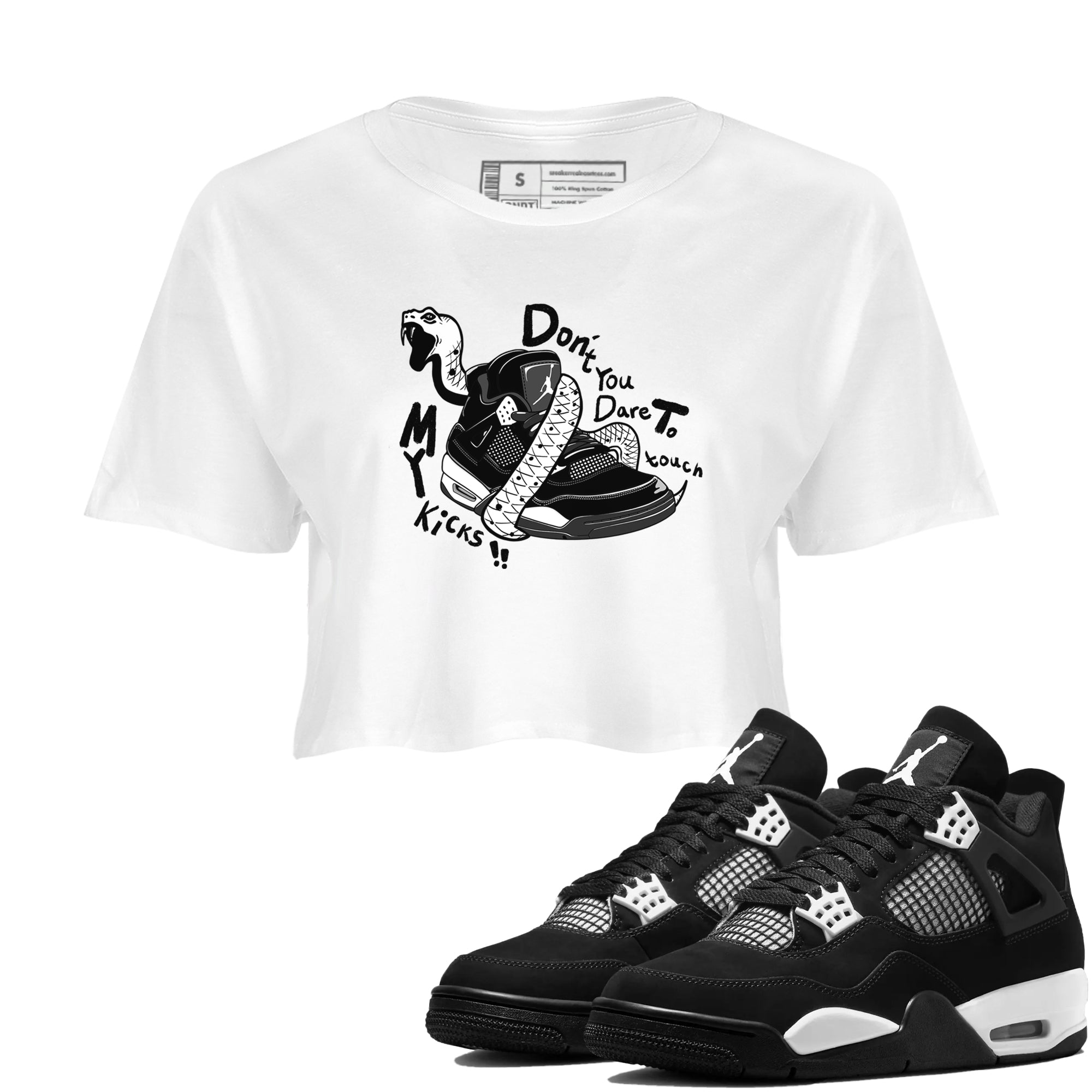 Don't Touch My Kicks snkmatch Women's Top - Air Jordan 4 White Thunder