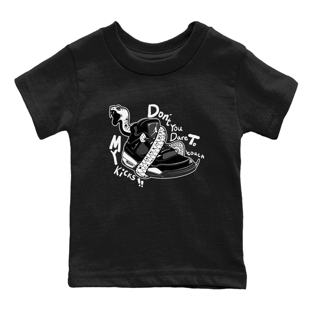 Don't Touch My Kicks snkmatch Tees Kids - Air Jordan 4 White Thunder