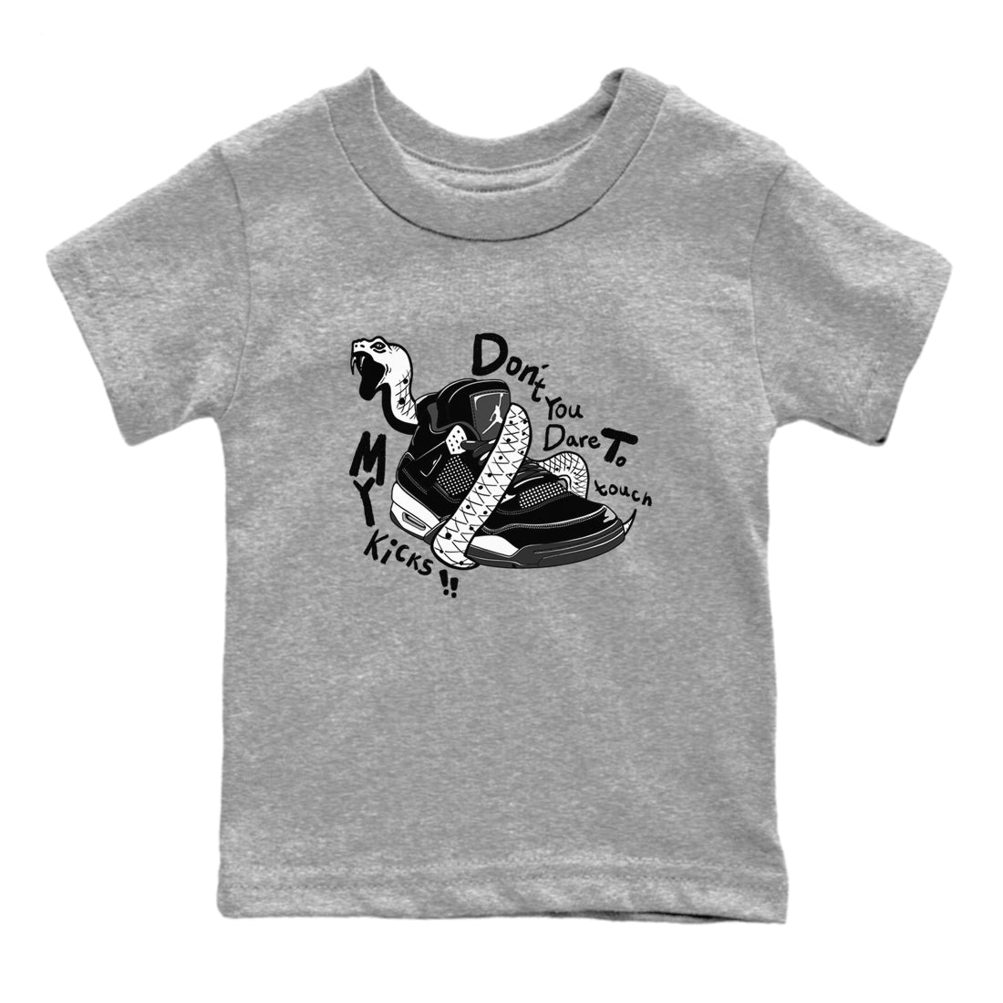 Don't Touch My Kicks snkmatch Tees Kids - Air Jordan 4 White Thunder