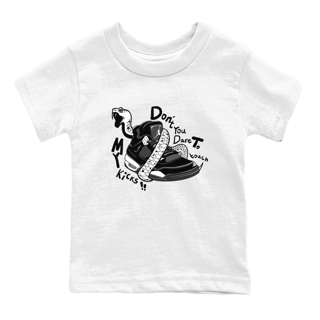 Don't Touch My Kicks snkmatch Tees Kids - Air Jordan 4 White Thunder