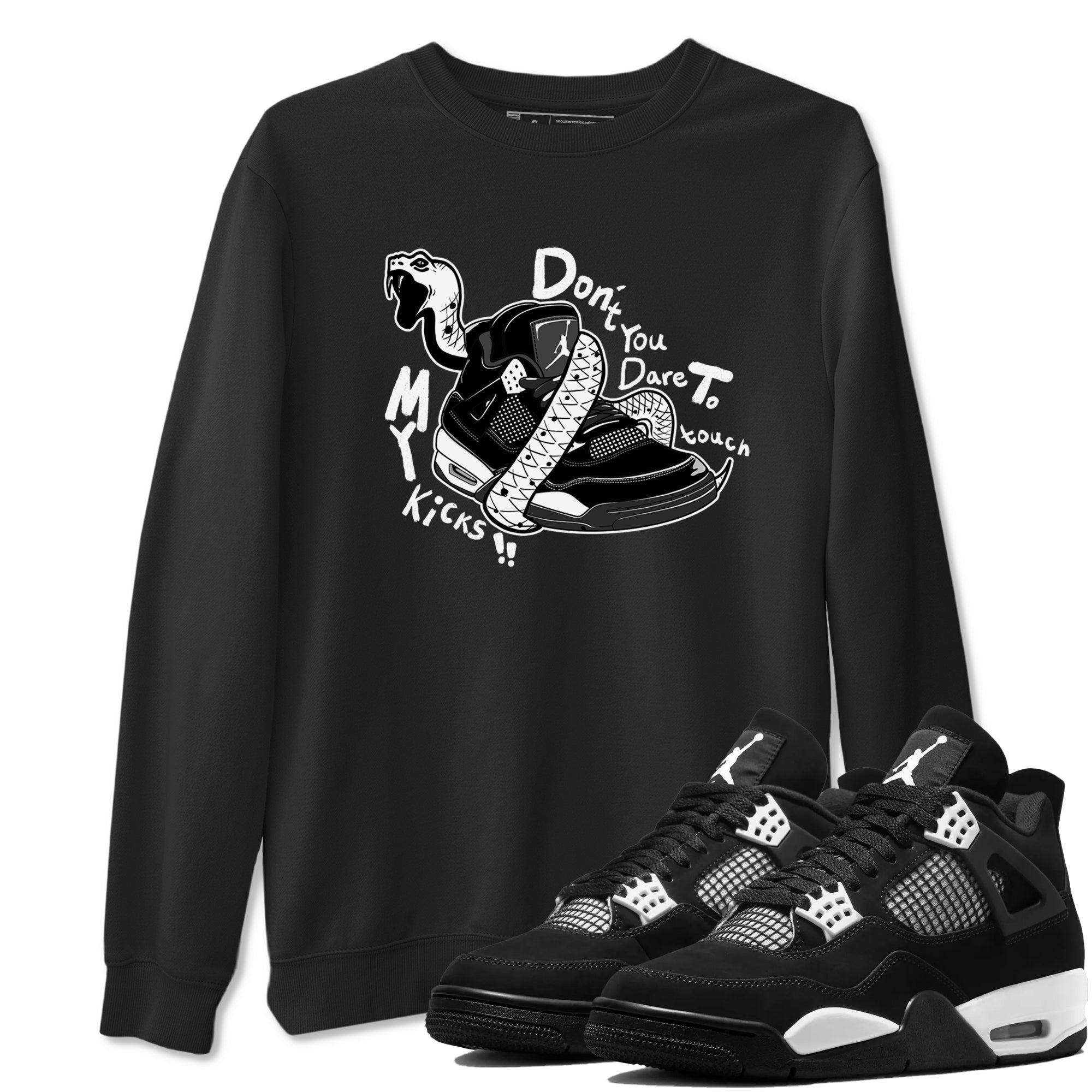 Don't Touch My Kicks snkmatch Tees - Air Jordan 4 White Thunder