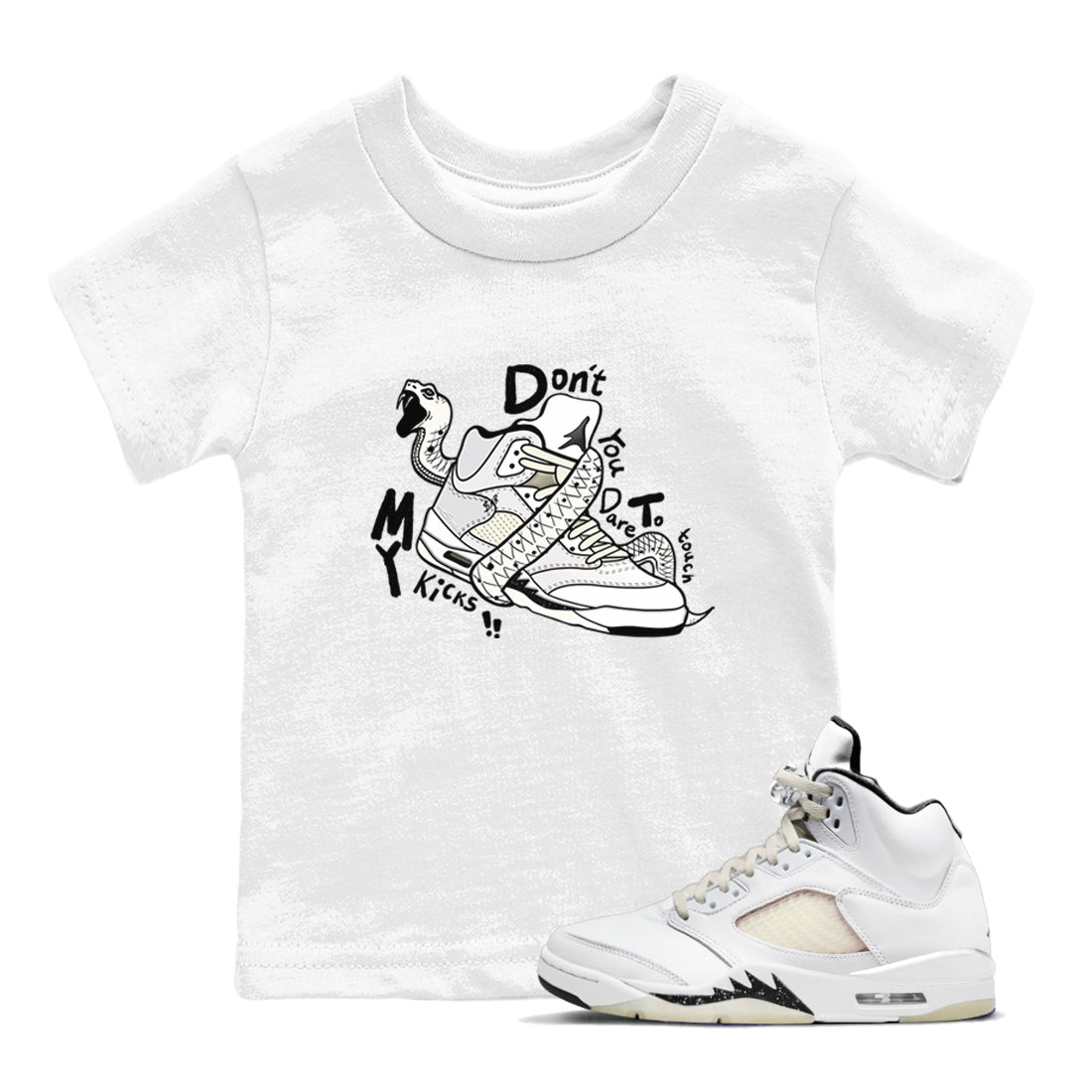 Don't Touch My Kicks snkmatch Tees Kids - Air Jordan 5 Sail
