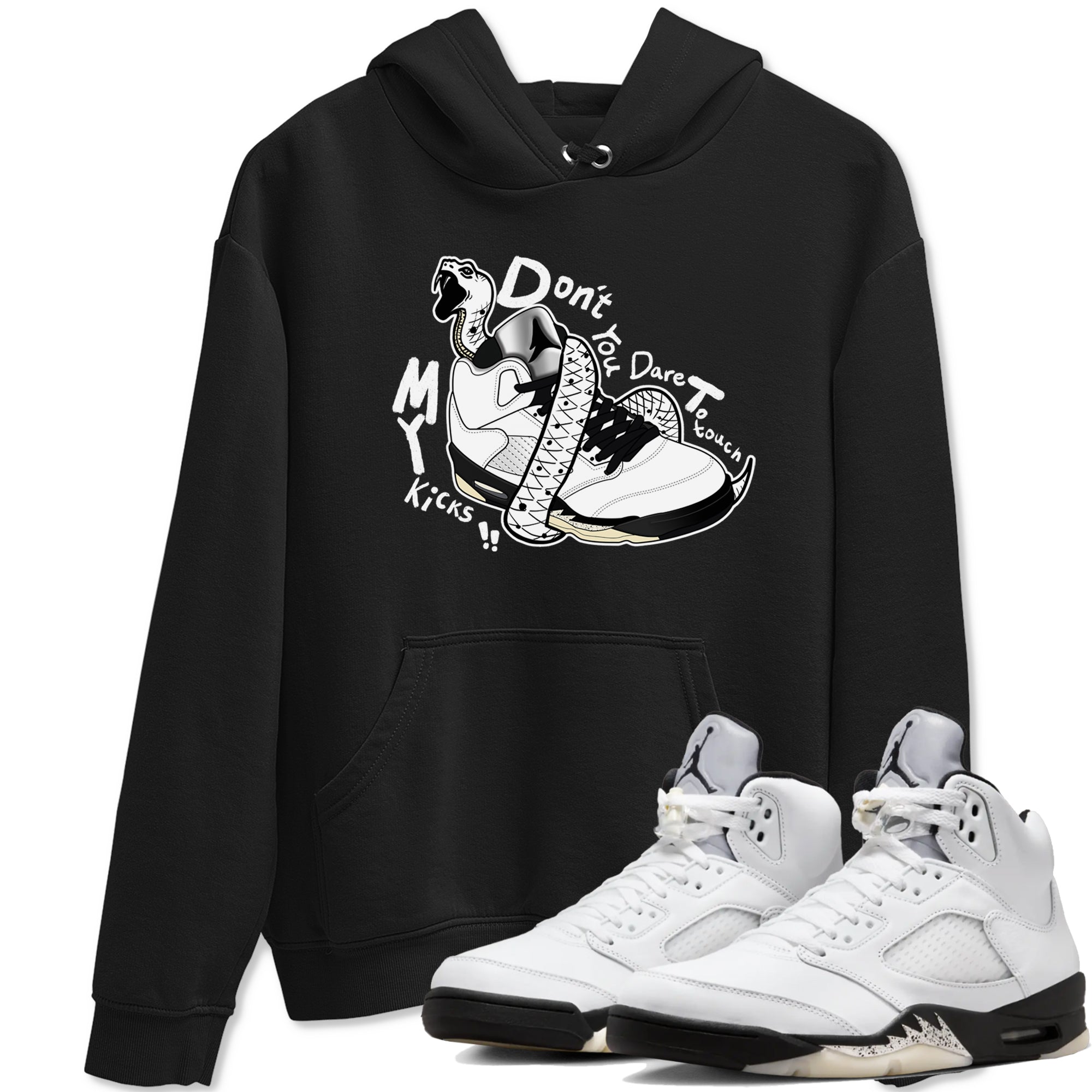 Don't Touch My Kicks snkmatch Tees - Air Jordan 5 White Black