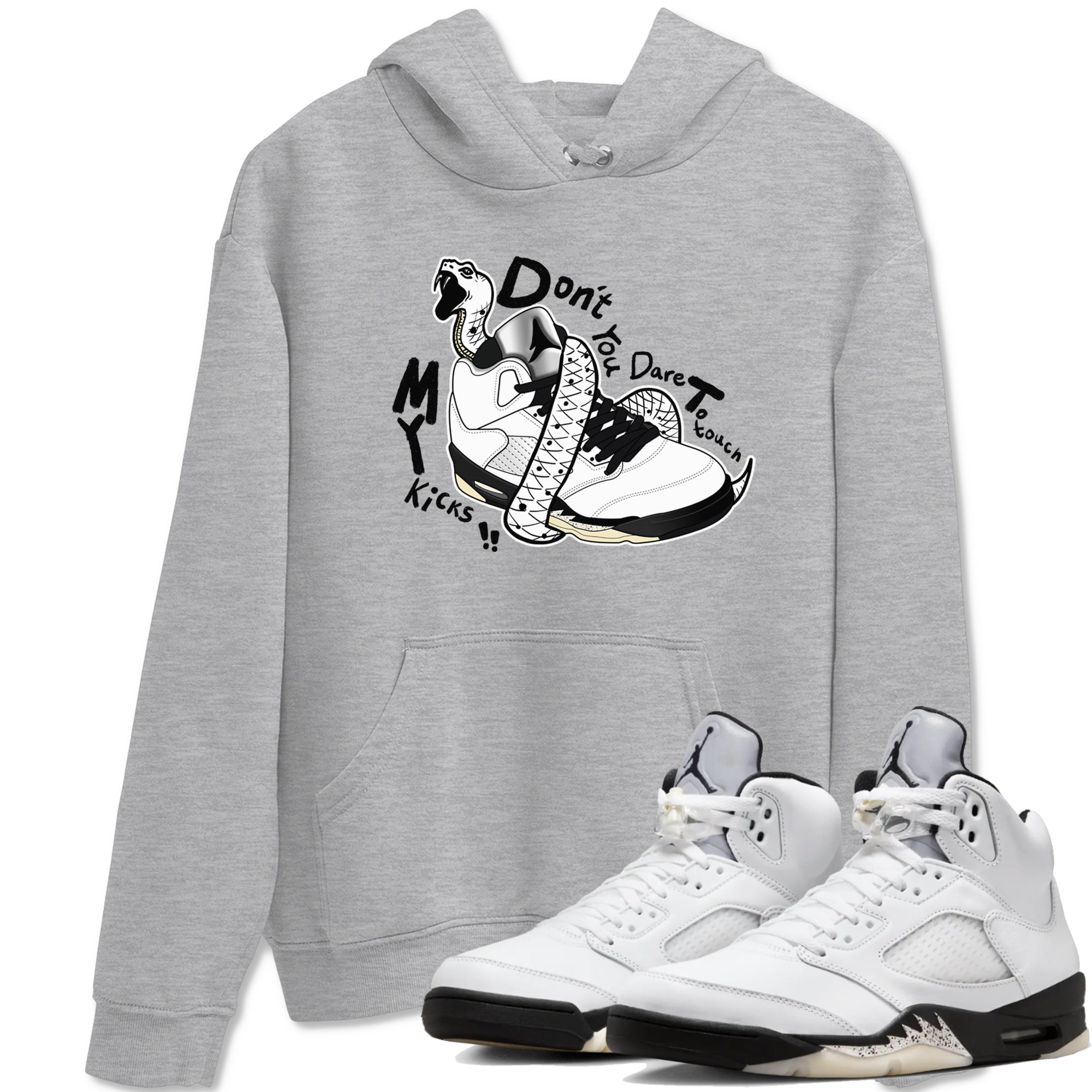Don't Touch My Kicks snkmatch Tees - Air Jordan 5 White Black