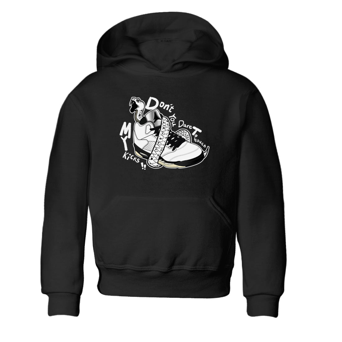 Don't Touch My Kicks snkmatch Tees Kids - Air Jordan 5 White Black