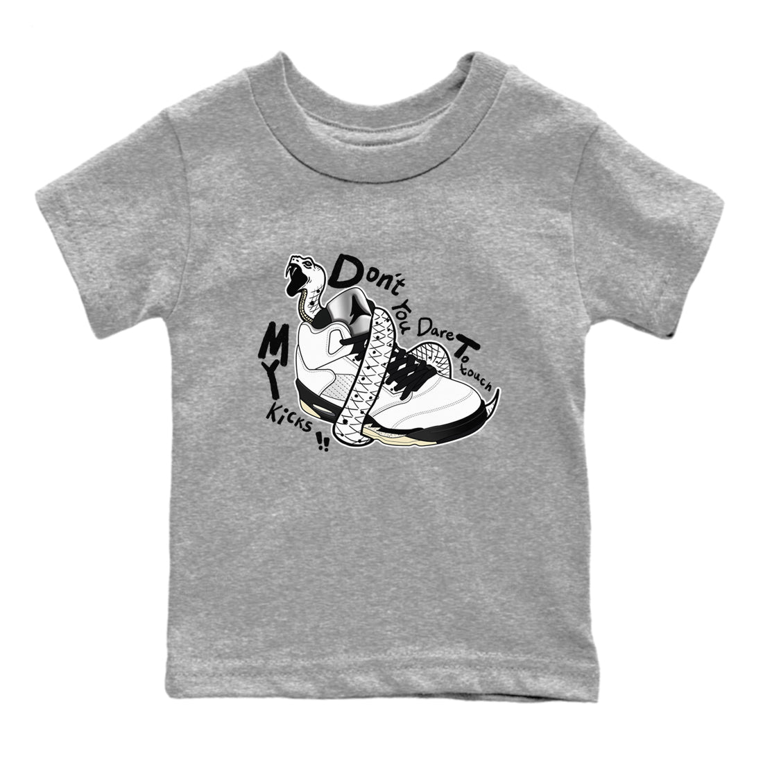 Don't Touch My Kicks snkmatch Tees Kids - Air Jordan 5 White Black