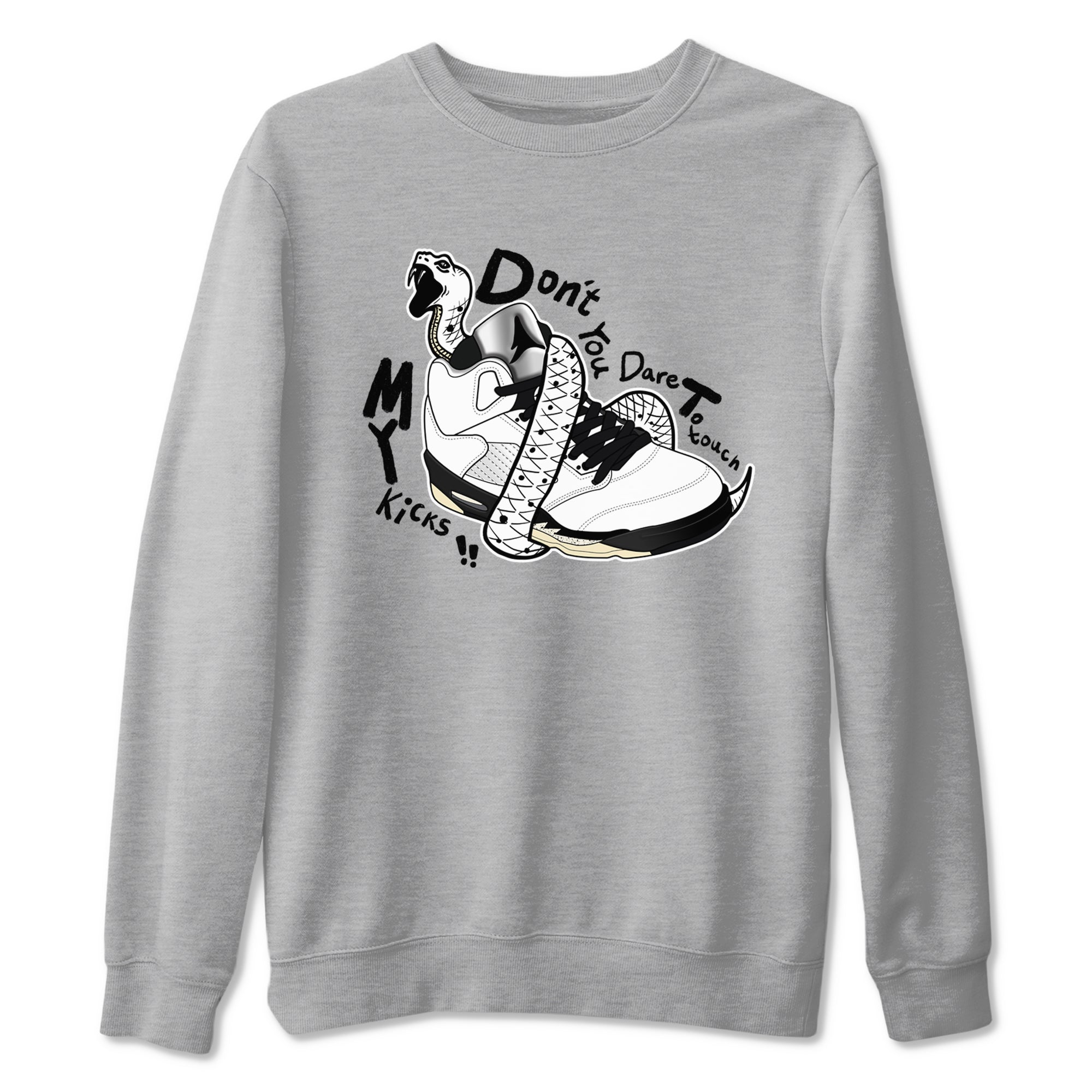 Don't Touch My Kicks snkmatch Tees - Air Jordan 5 White Black