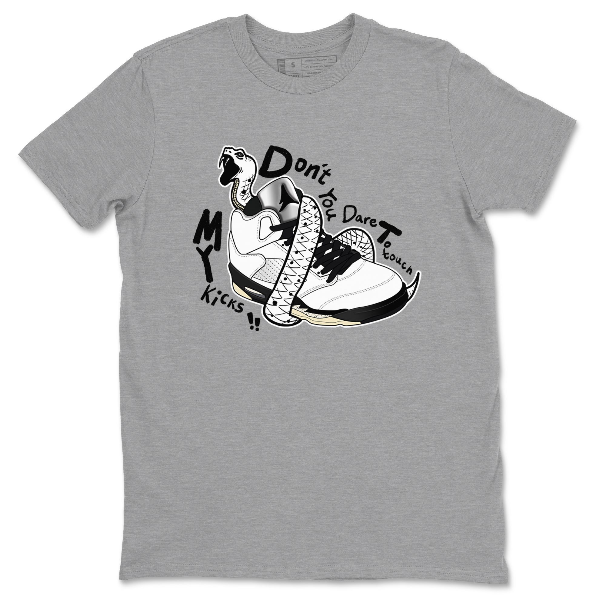 Don't Touch My Kicks snkmatch Tees - Air Jordan 5 White Black