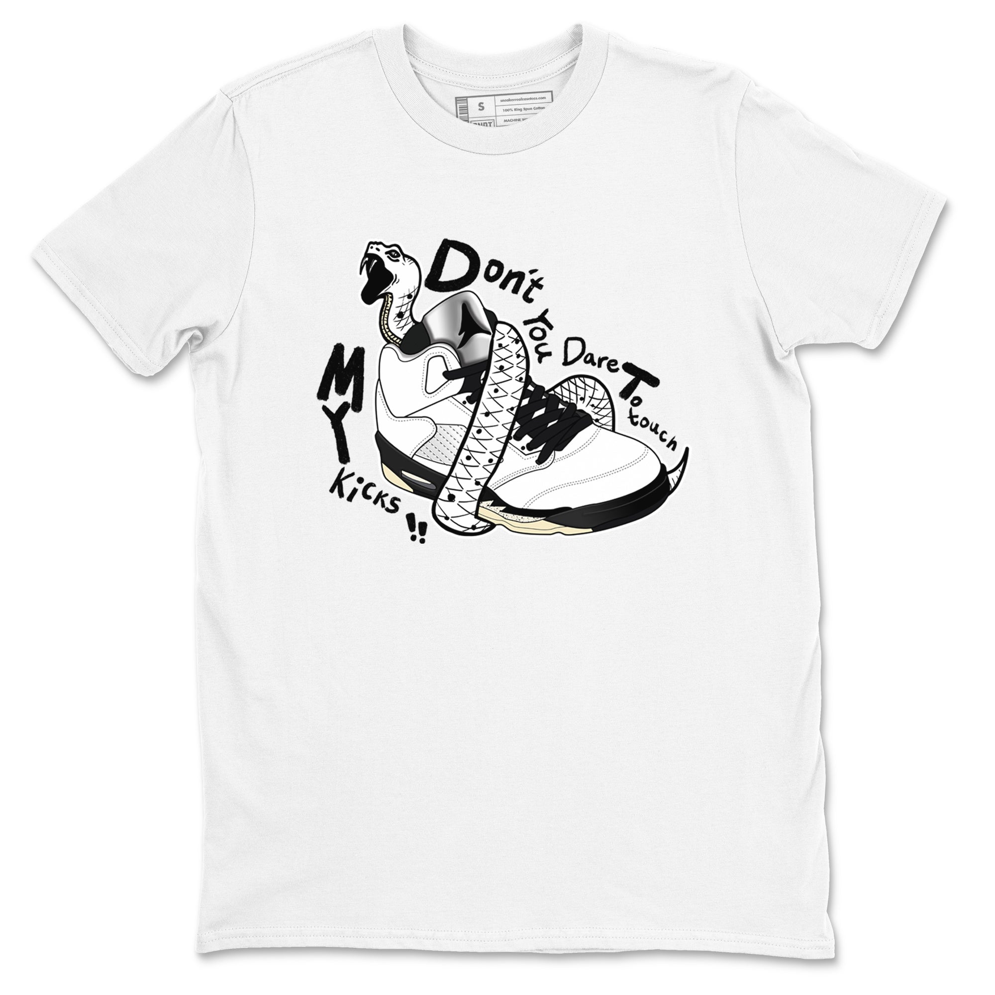 Don't Touch My Kicks snkmatch Tees - Air Jordan 5 White Black
