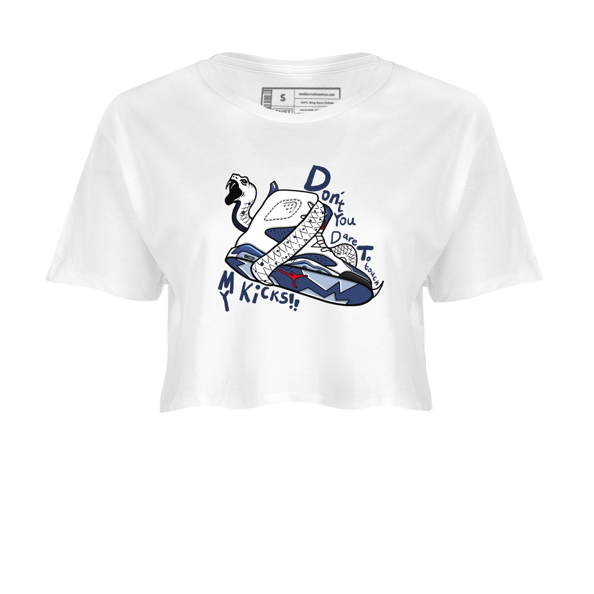 Don't Touch My Kicks snkmatch Women's Top - Air Jordan 6 White And Midnight Navy