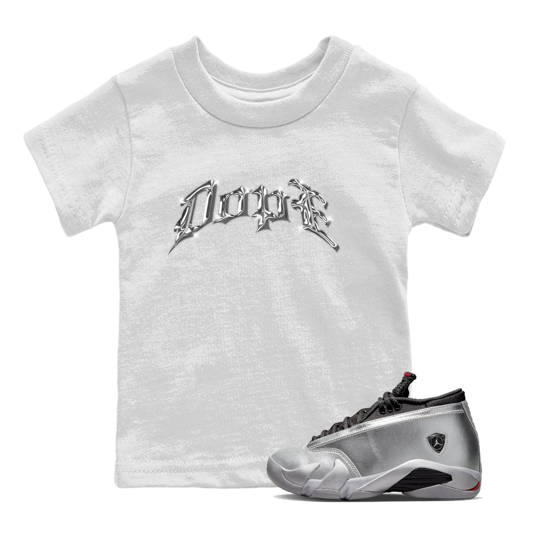 Dope Kids Tops - Air Jordan 14 Metallic Silver