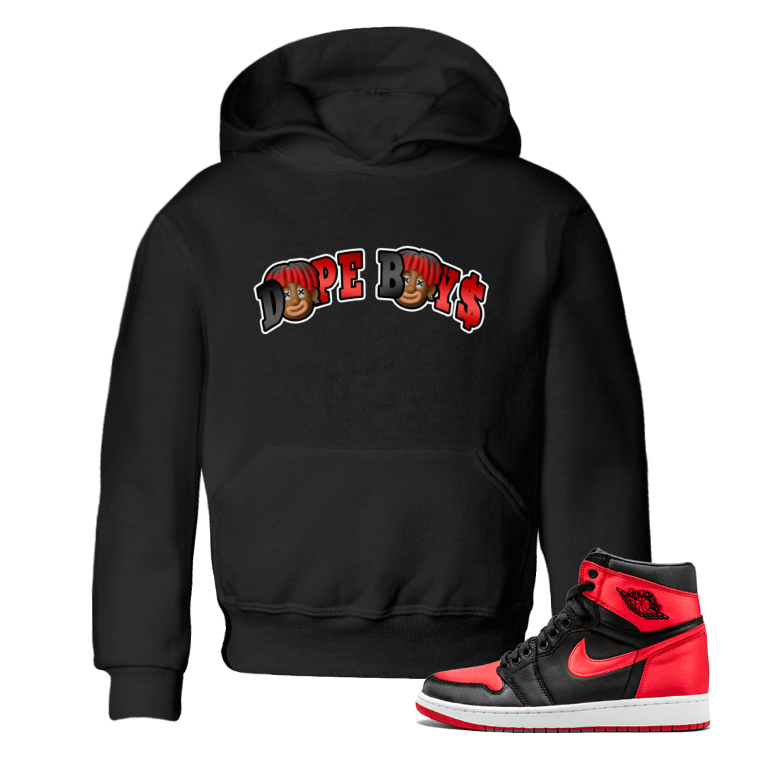 Dope Boys Kids Tops - Air Jordan 1 Satin Bred