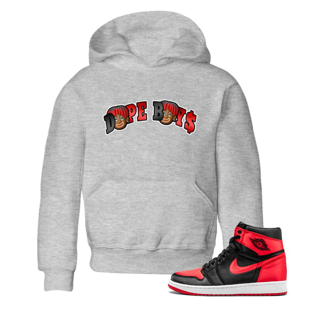 Dope Boys Kids Tops - Air Jordan 1 Satin Bred