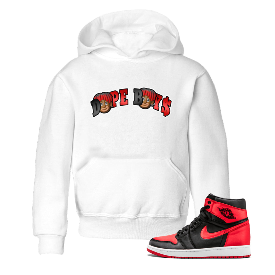 Dope Boys Kids Tops - Air Jordan 1 Satin Bred
