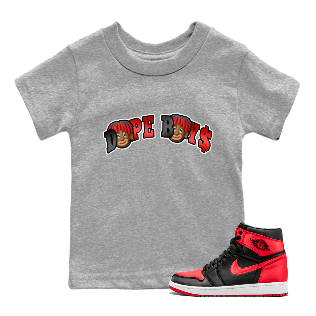 Dope Boys Kids Tops - Air Jordan 1 Satin Bred